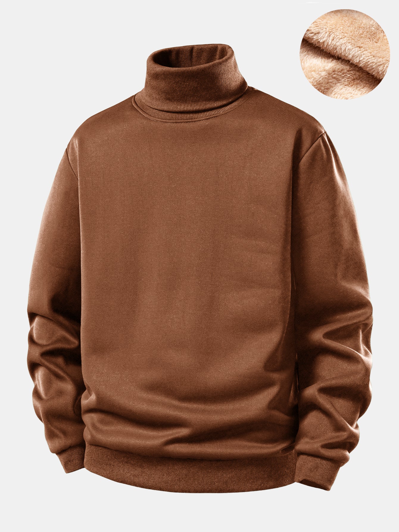 Teddy Fleece Lined Turtle Neck Sweatshirt - Image 8