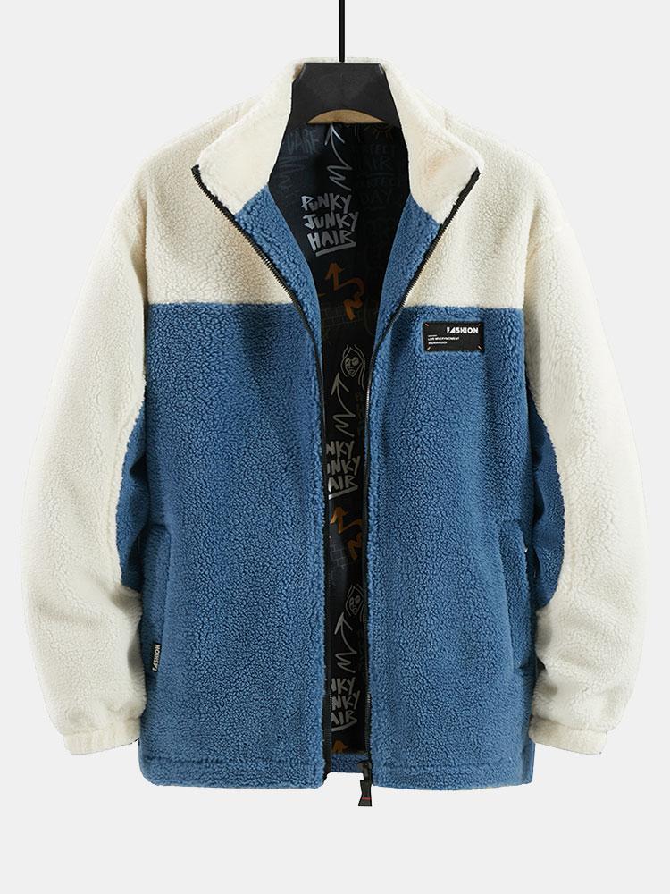 Teddy-Fleece-Patchwork-Reißverschlussjacke - Image 2