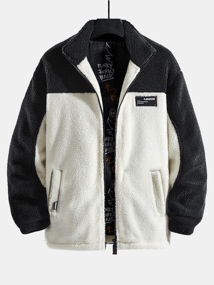 Teddy-Fleece-Patchwork-Reißverschlussjacke - Image 3