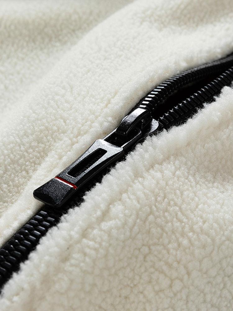 Teddy-Fleece-Patchwork-Reißverschlussjacke - Image 7