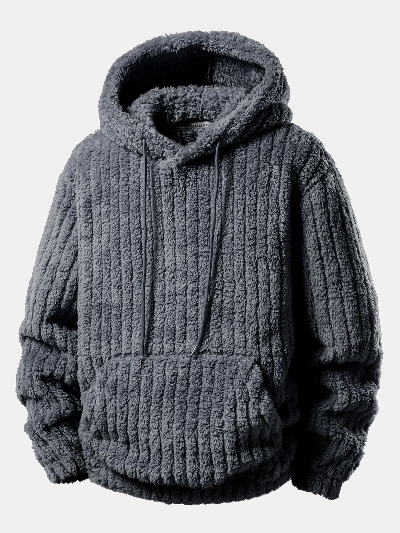 Teddy Fleece Stripe Kangaroo Pocket Hoodie - Image 3