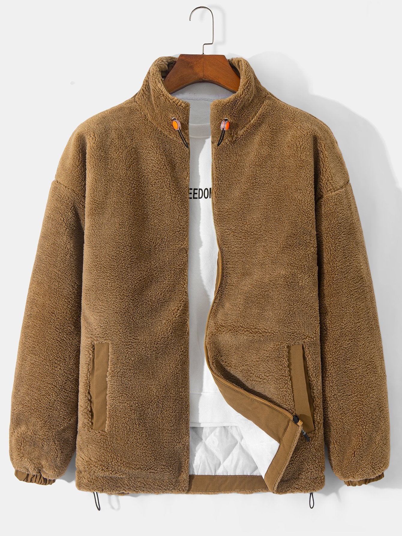 Gepolsterter Teddy-Fleece-Reißverschlussmantel