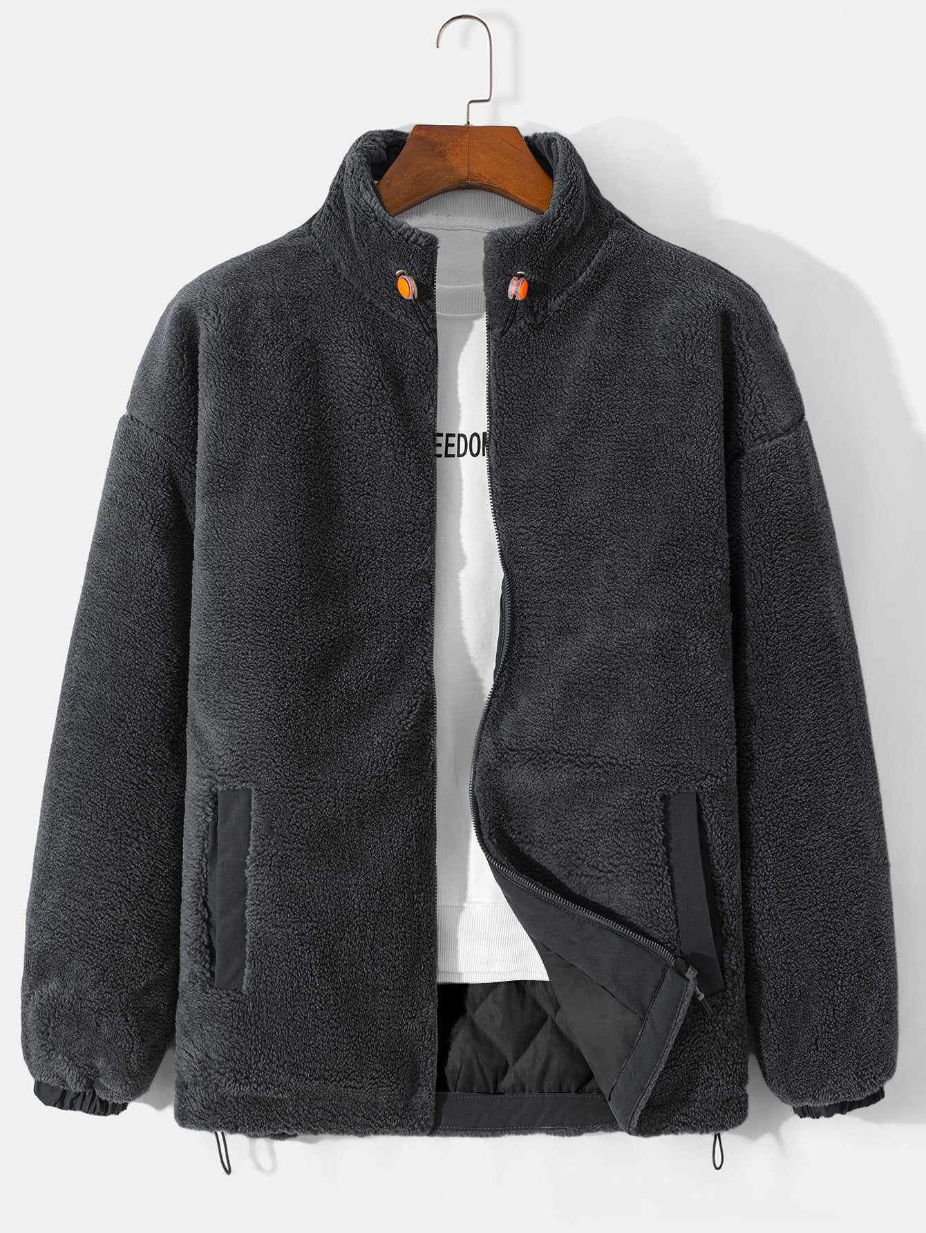 Gepolsterter Teddy-Fleece-Reißverschlussmantel - Image 3