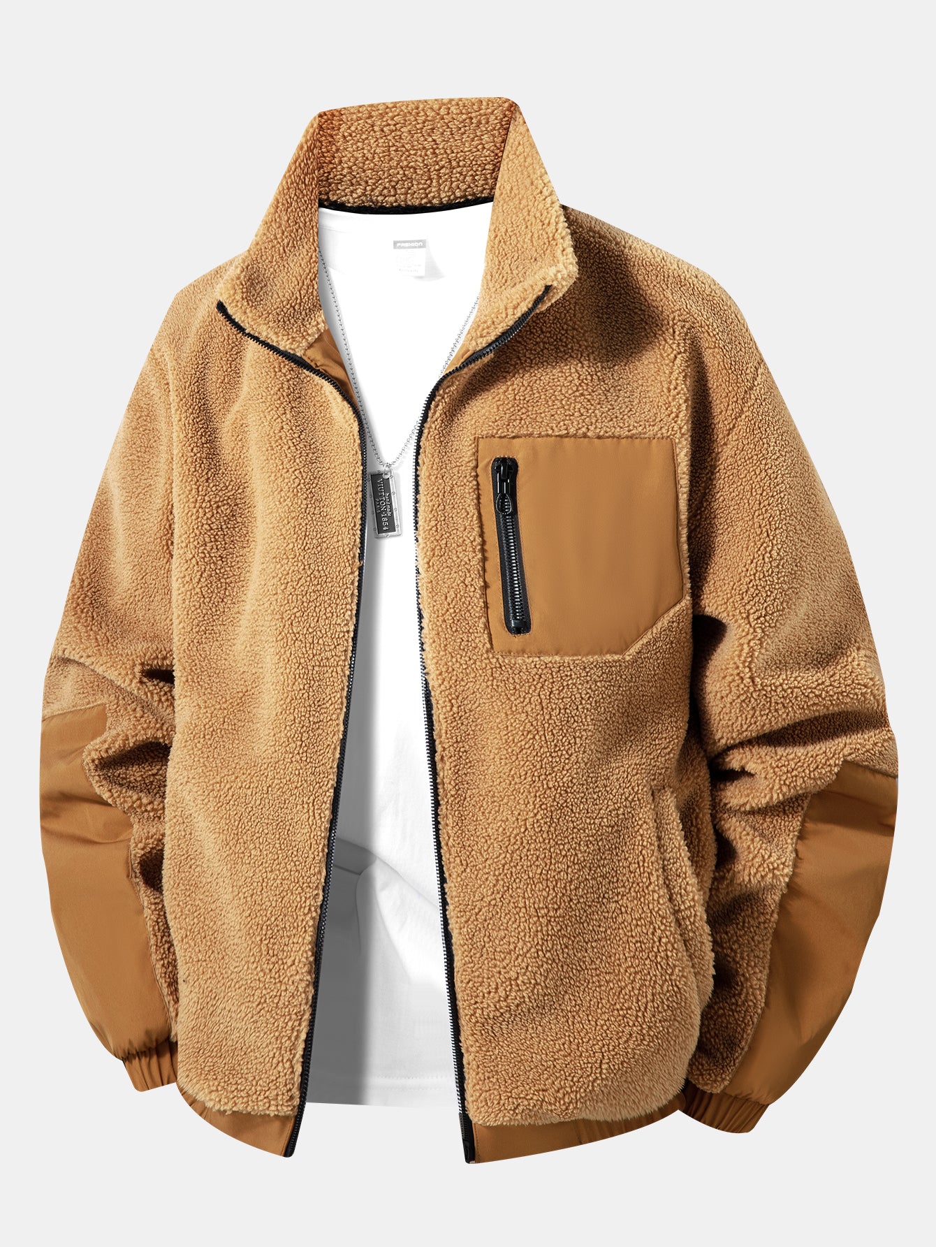 Teddy-Fleece-Reißverschluss-Taschenjacke