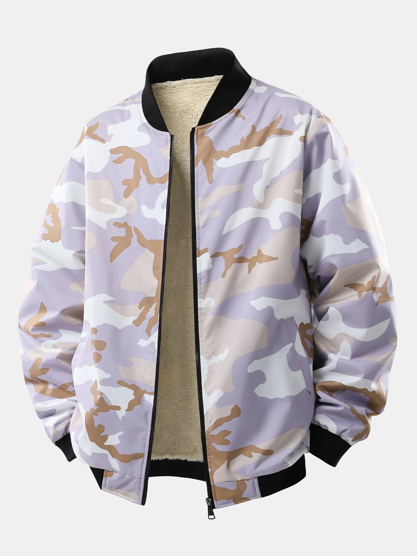 Teddy gefütterte Camouflage Reißverschlussjacke - Image 3