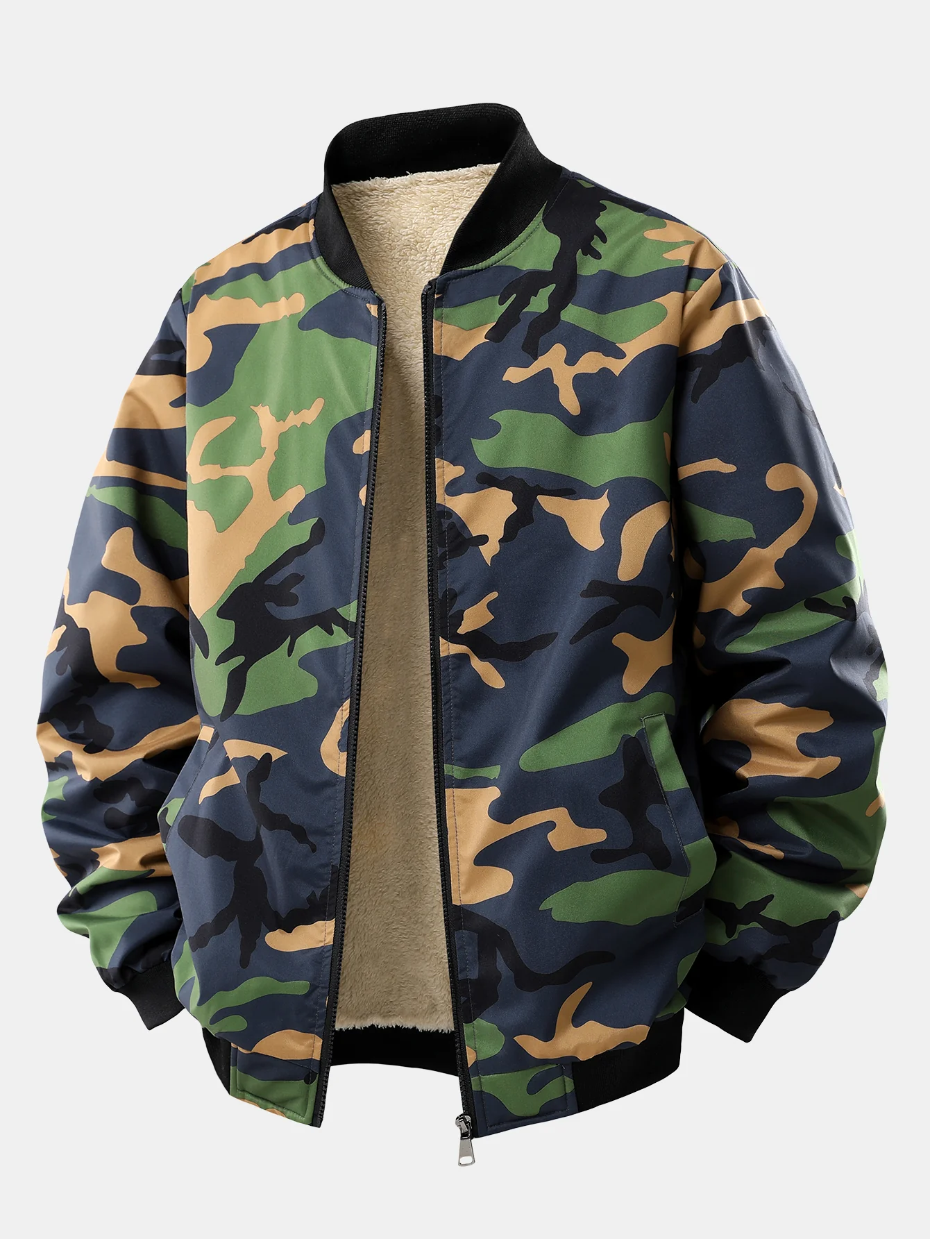 Teddy gefütterte Camouflage Reißverschlussjacke - Image 5