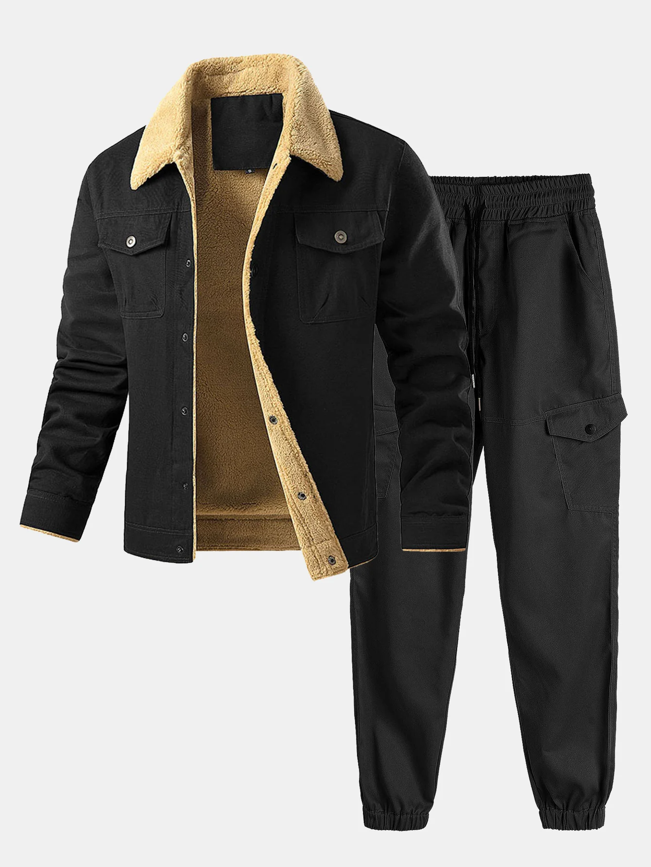 Teddygefütterte Chino-Jacke & Chino Cargo Jogginghosen