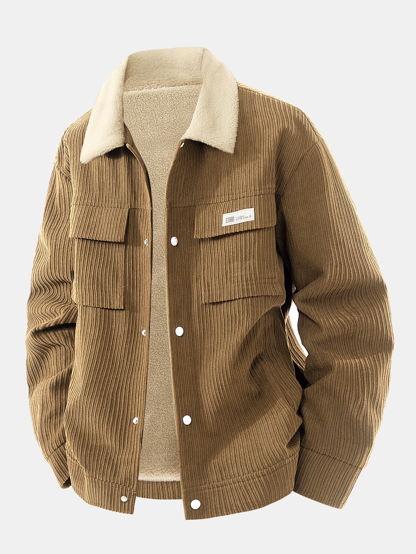 Teddy Lined Corduroy Button Up Jacket - Image 10