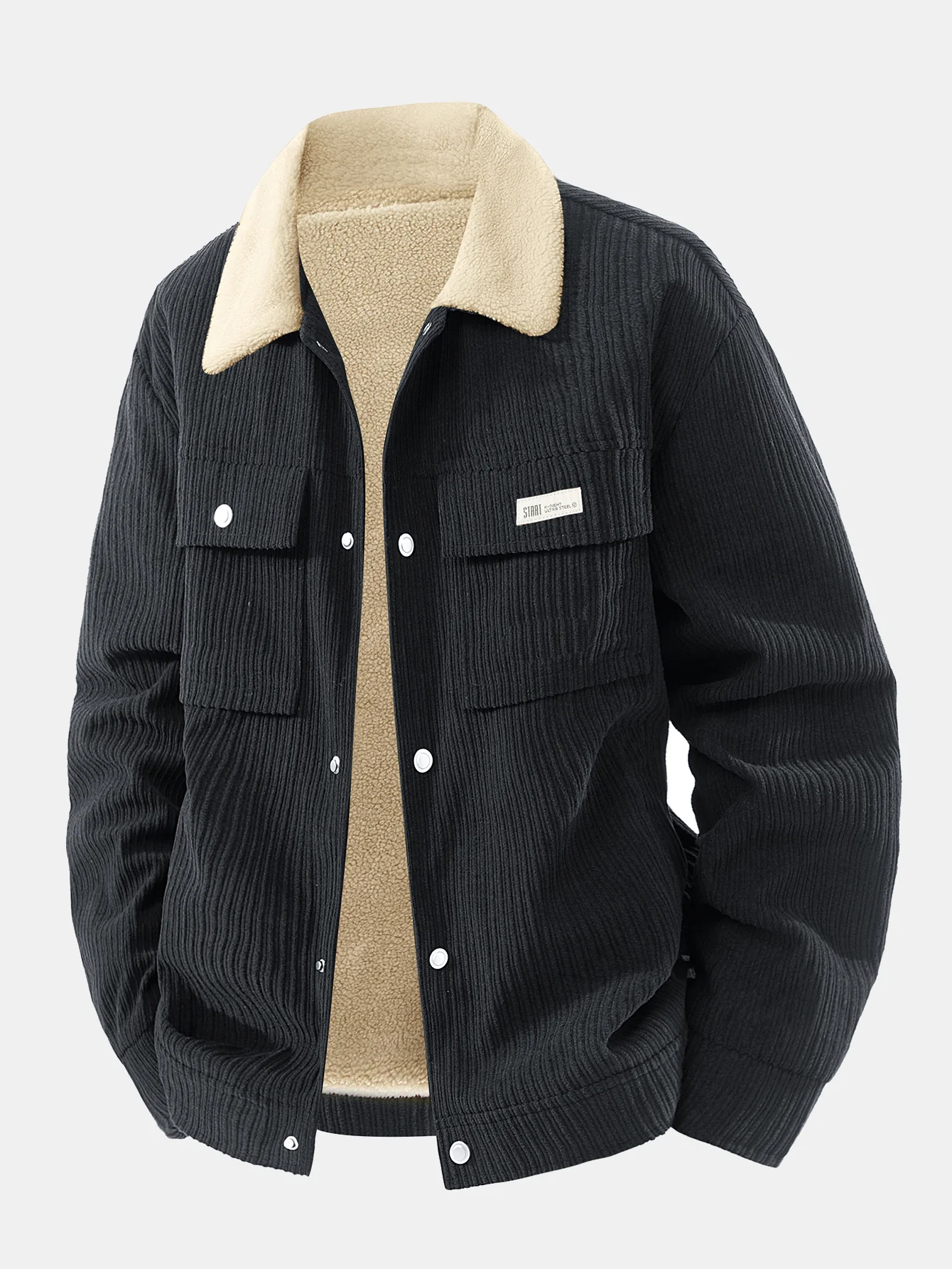 Teddy Lined Corduroy Button Up Jacket - Image 6