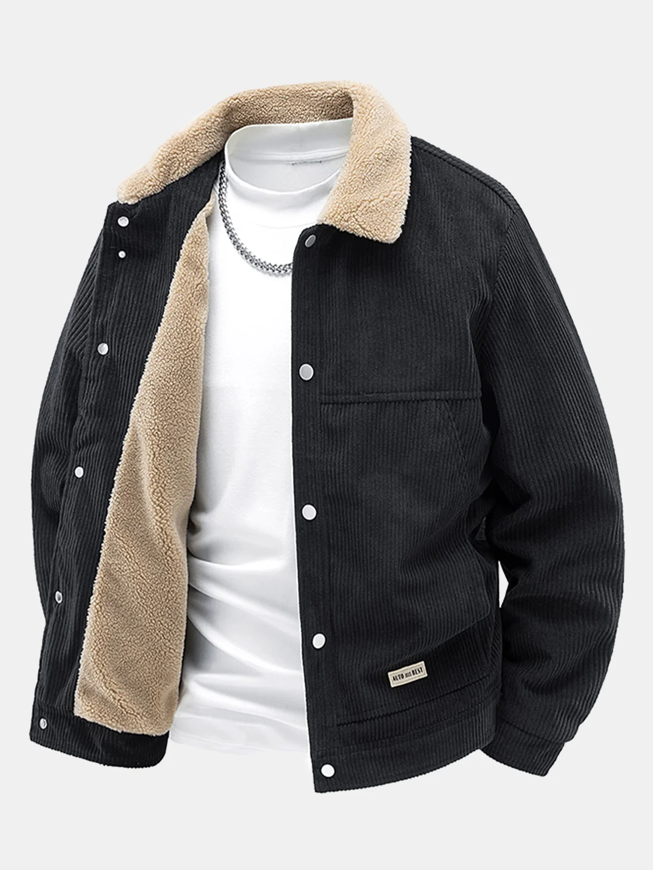 Cordjacke mit Knöpfen und Teddyfutter - Image 4