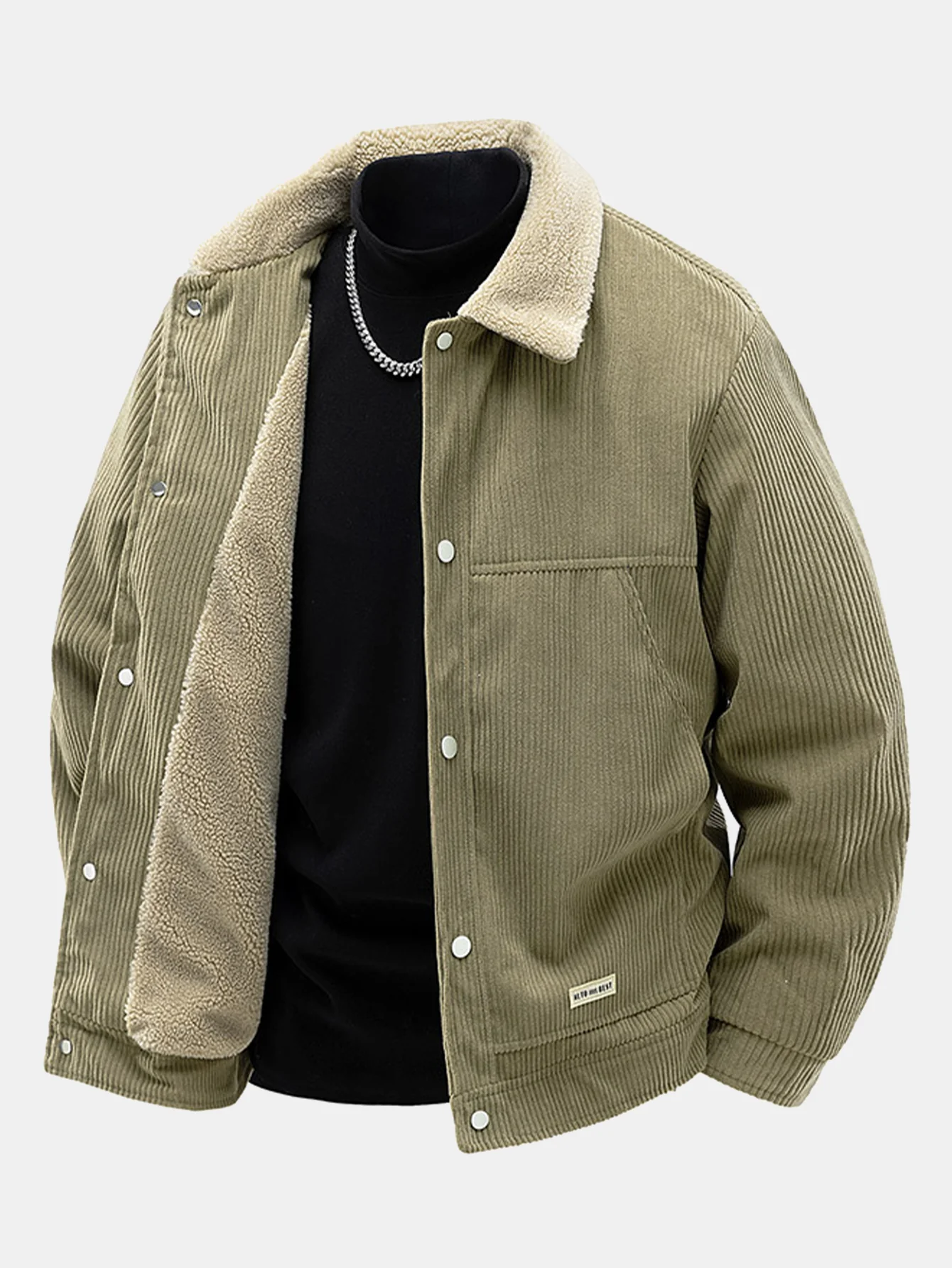 Cordjacke mit Knöpfen und Teddyfutter - Image 5