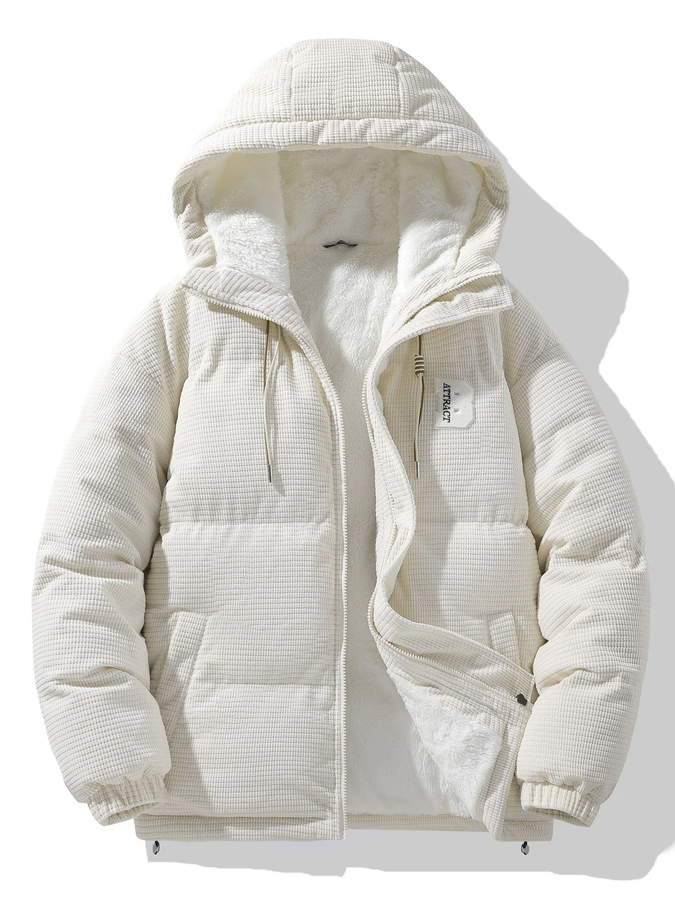Teddygefütterte Corduroy Kapuzen-Pufferjacke - Image 2