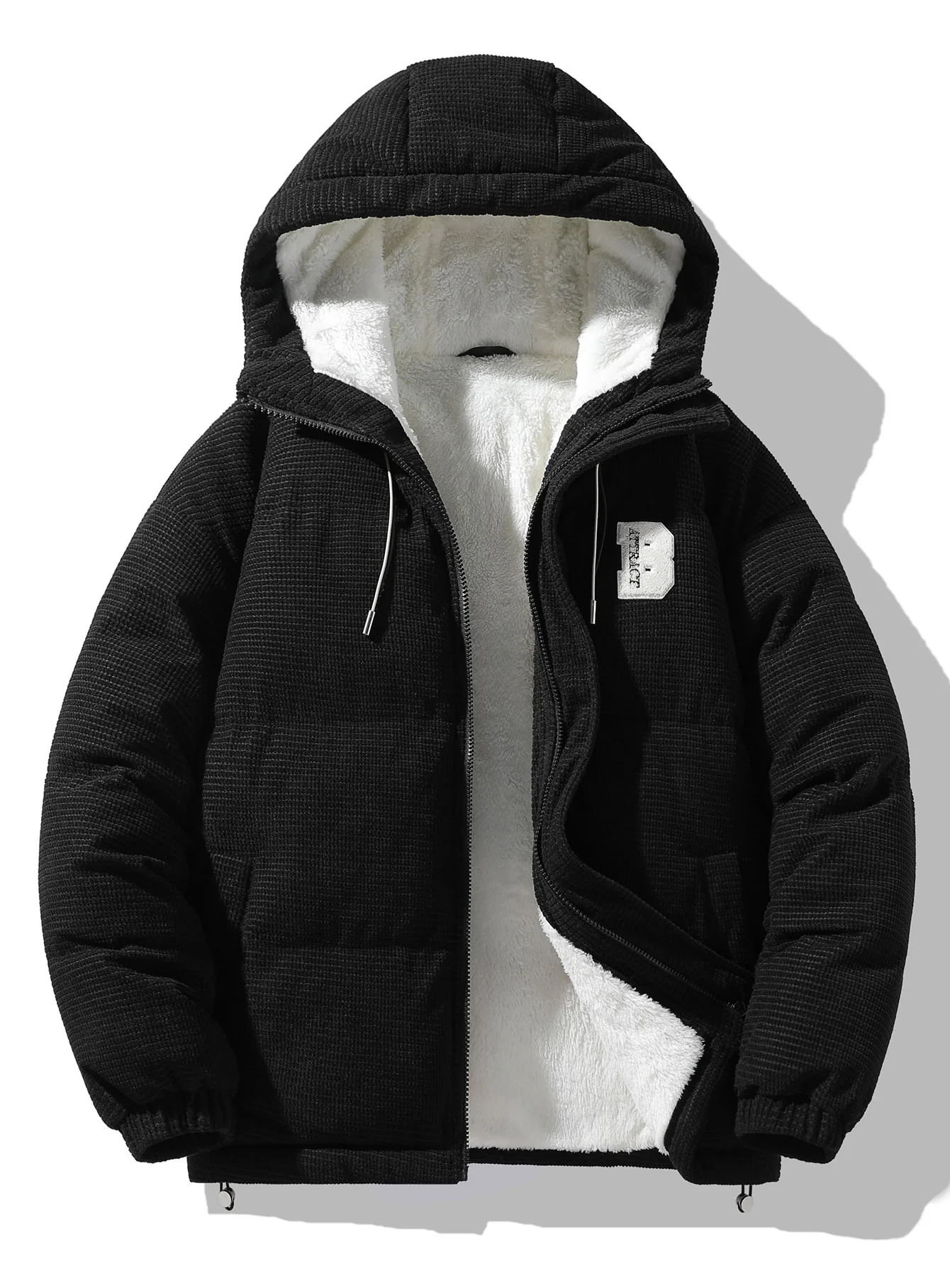 Teddygefütterte Corduroy Kapuzen-Pufferjacke - Image 3