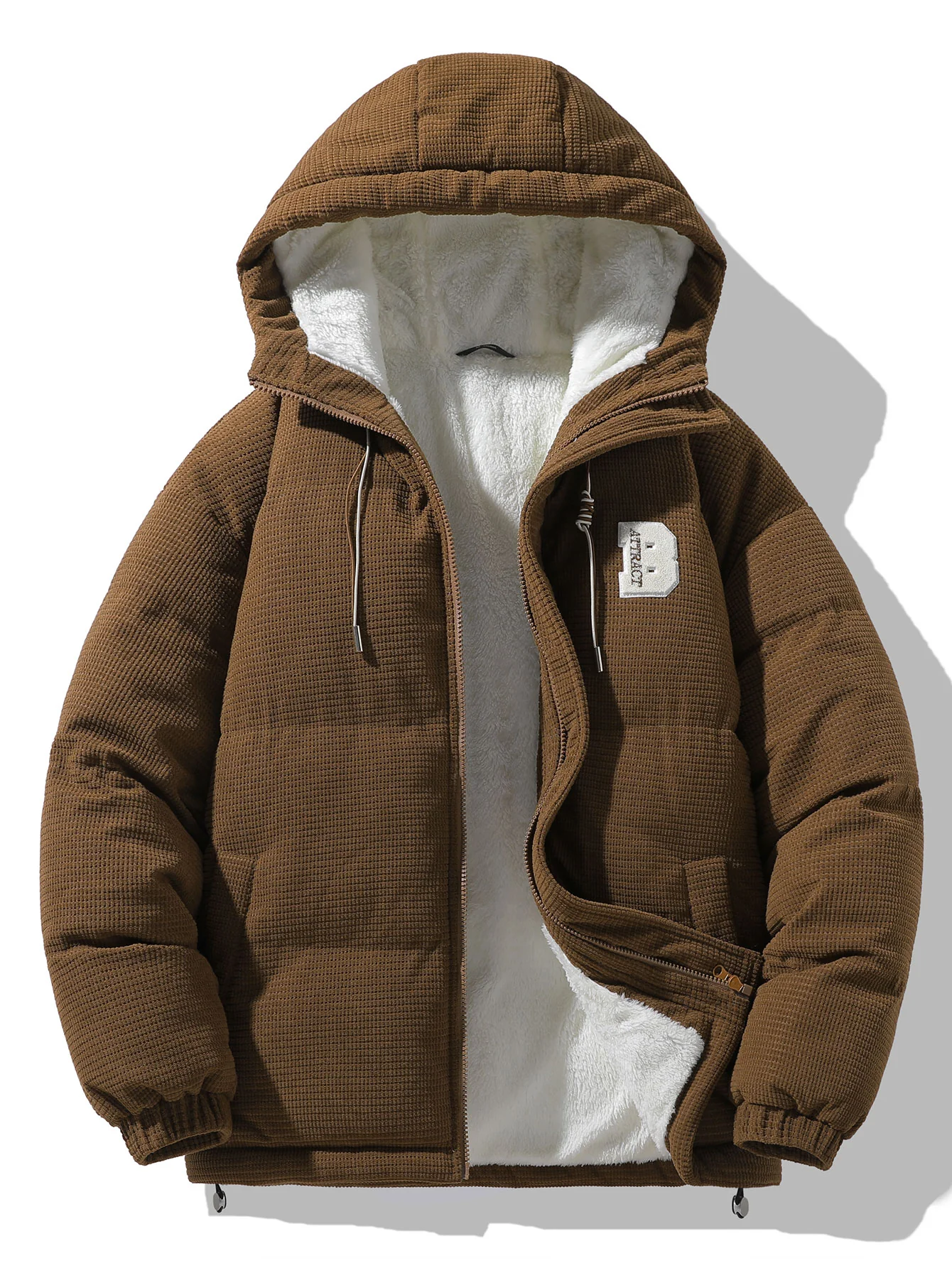 Teddygefütterte Corduroy Kapuzen-Pufferjacke - Image 4