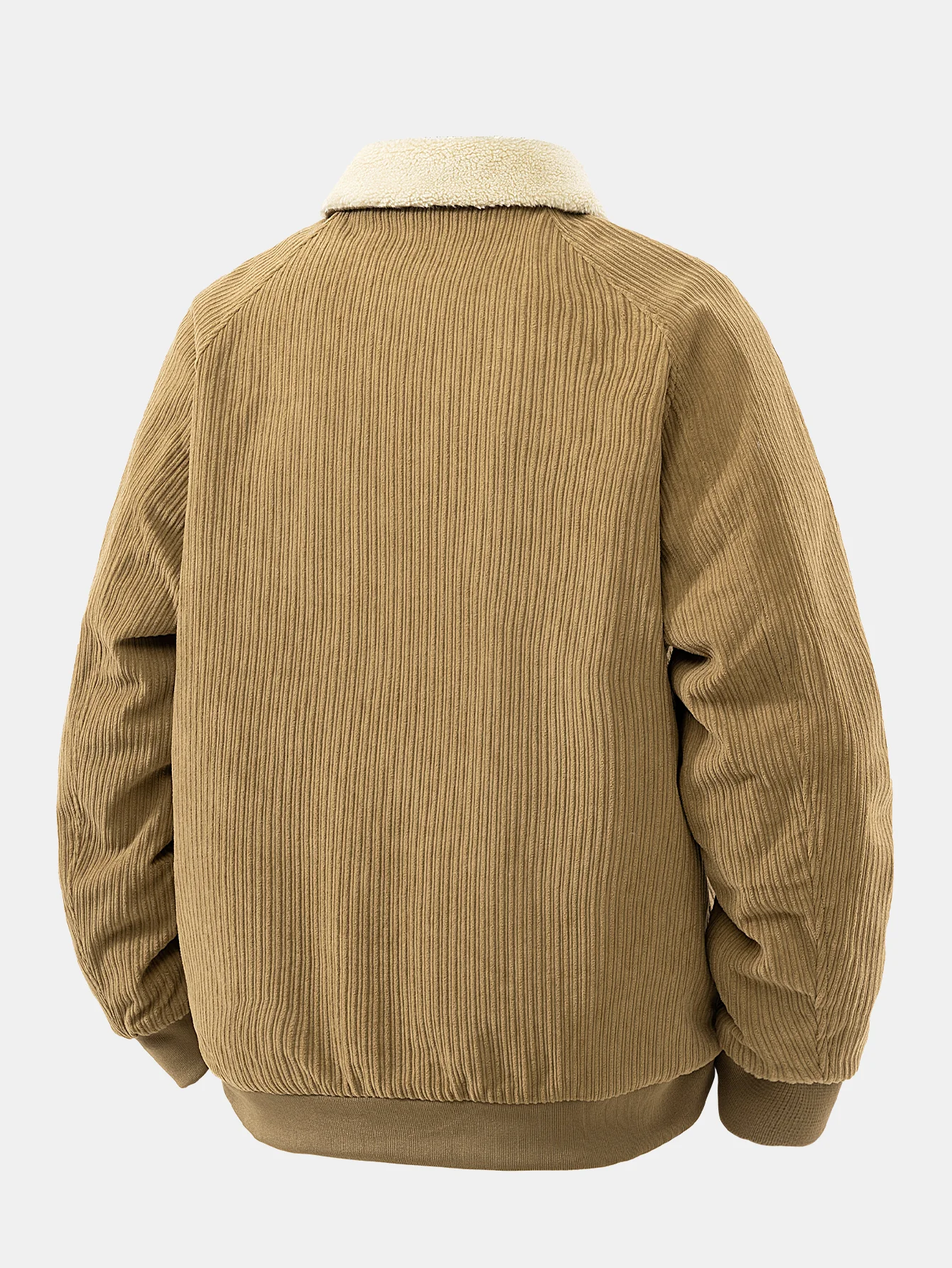 Teddy Lined Corduroy Zipper Jacket - Image 4