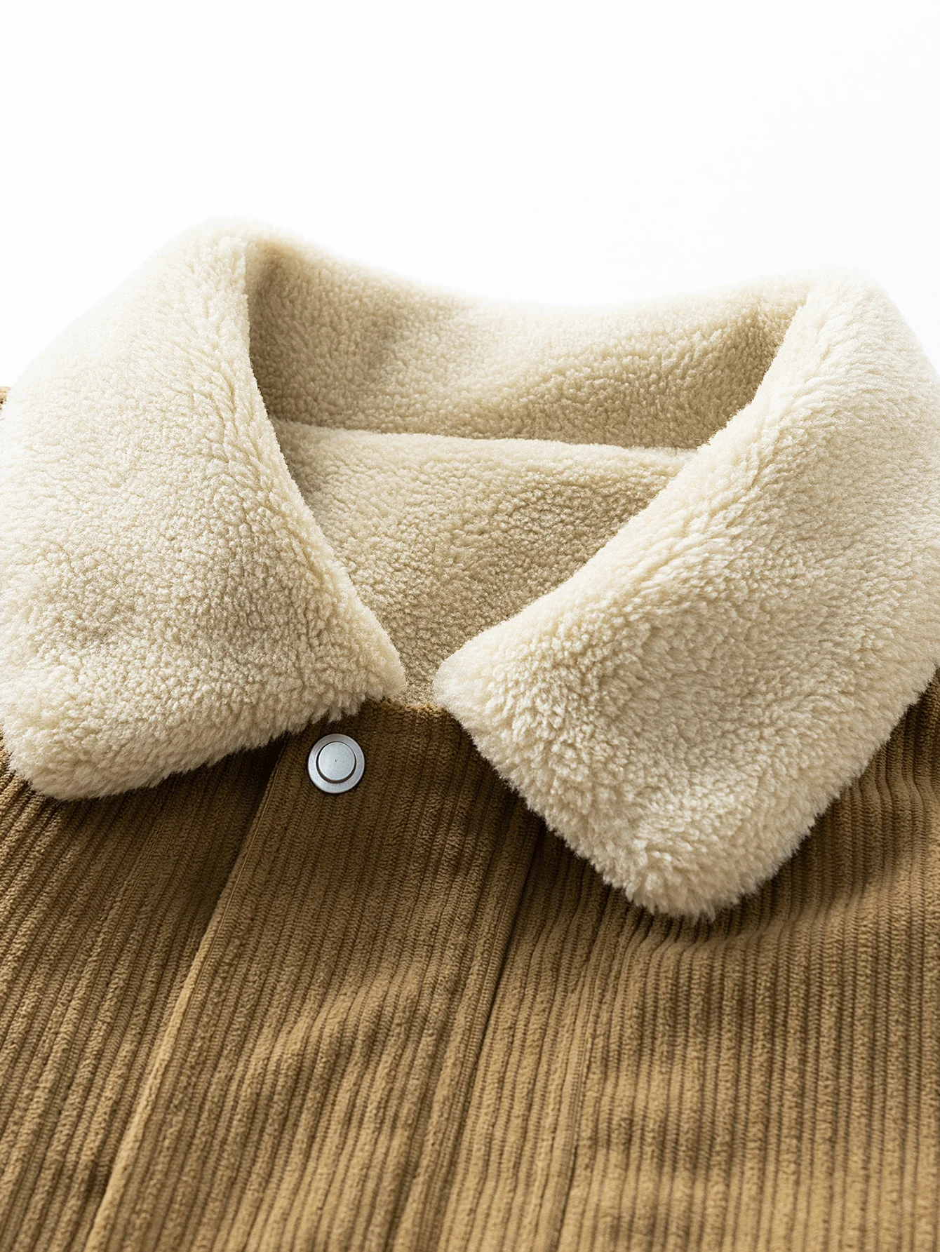Teddy Lined Corduroy Zipper Jacket - Image 8