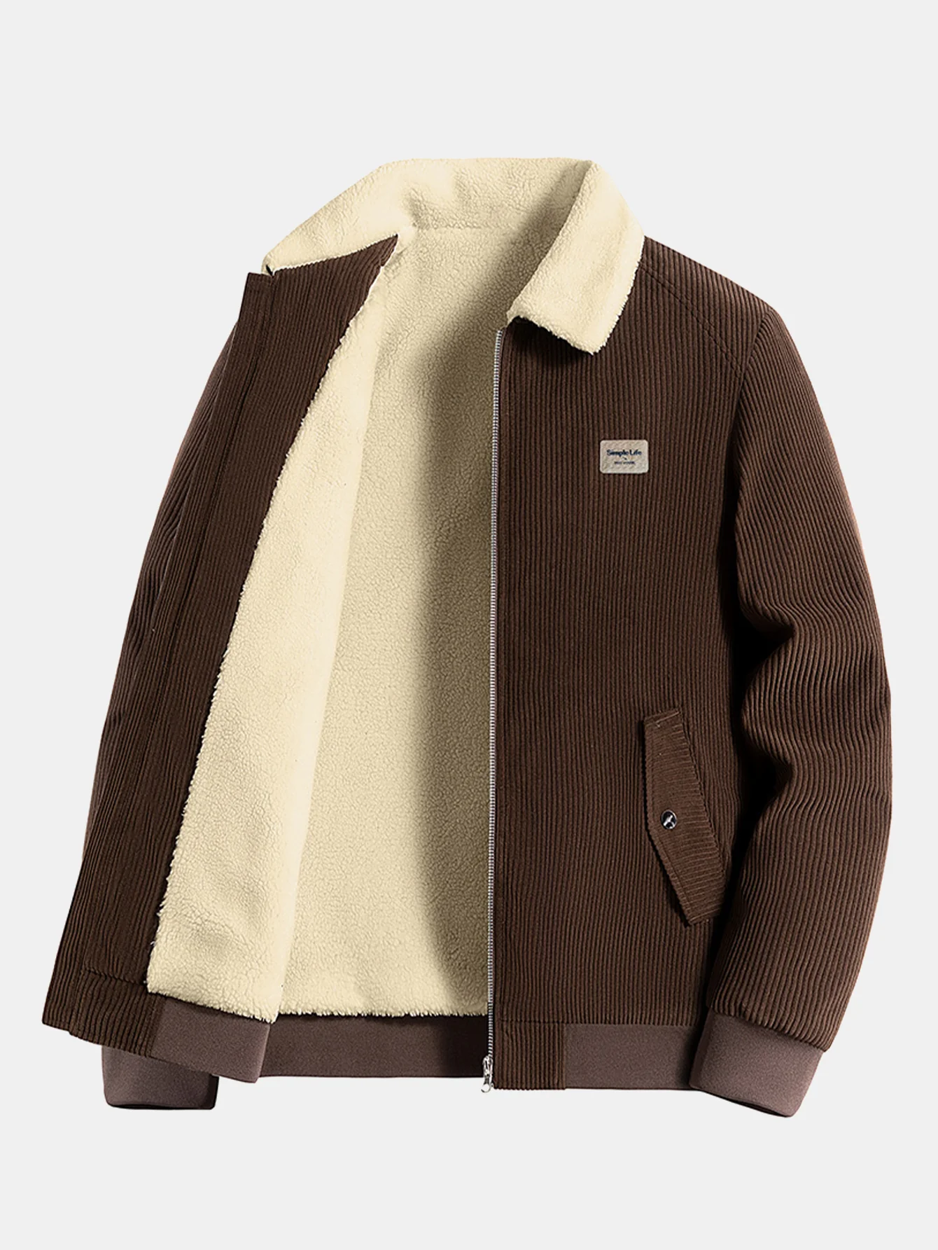 Teddygefütterte Cordjacke mit Reißverschluss - Image 3