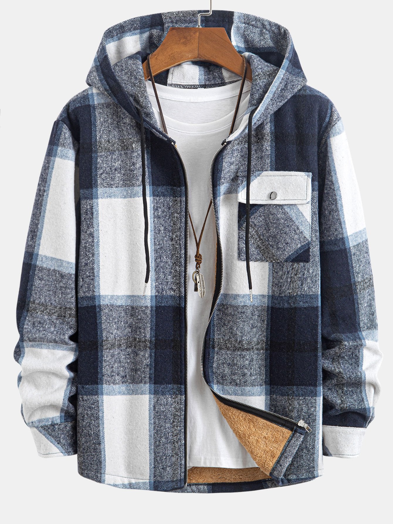 Teddygefüttertes Flanell-Karobluse mit Kapuze - Image 3