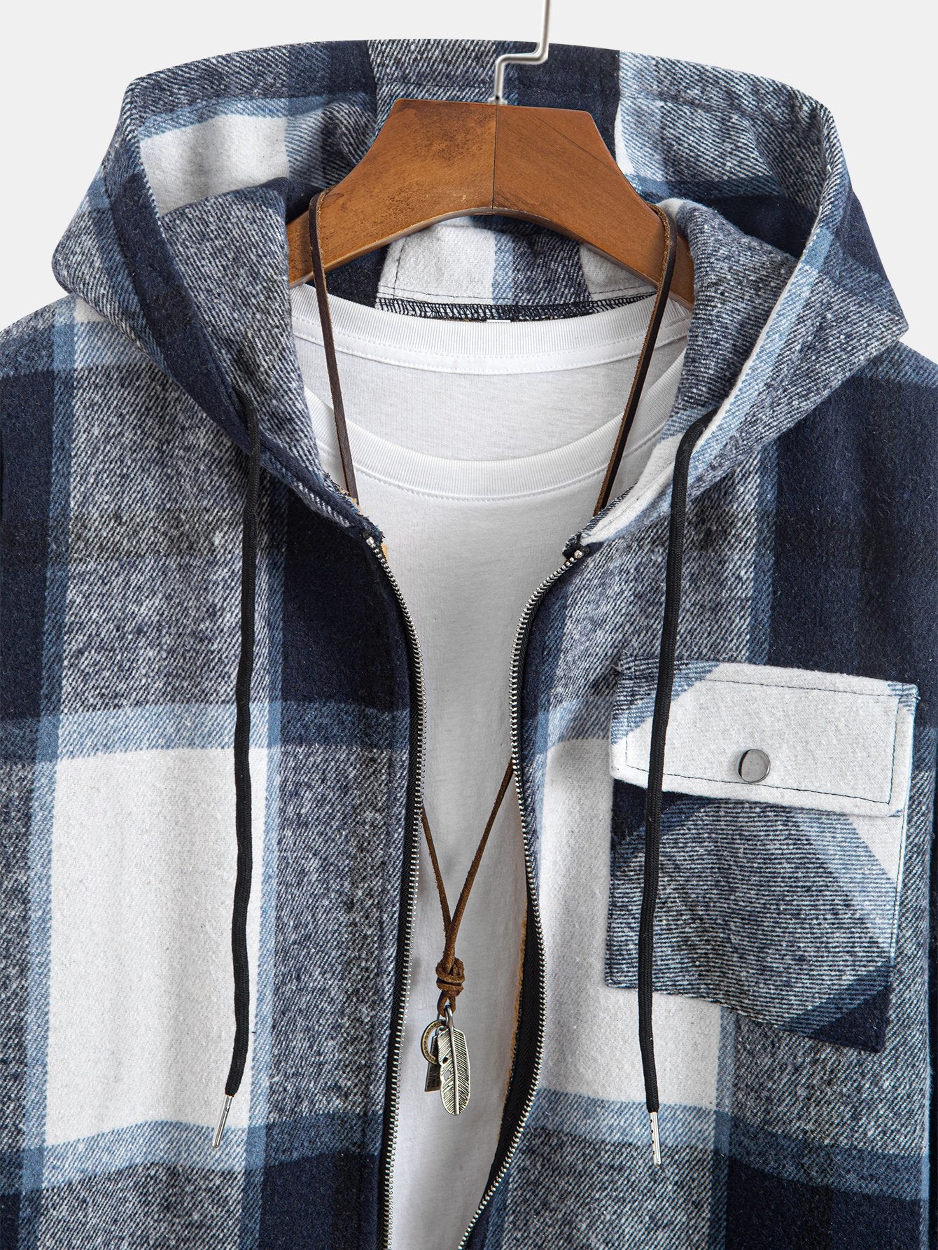 Teddygefüttertes Flanell-Karobluse mit Kapuze - Image 5