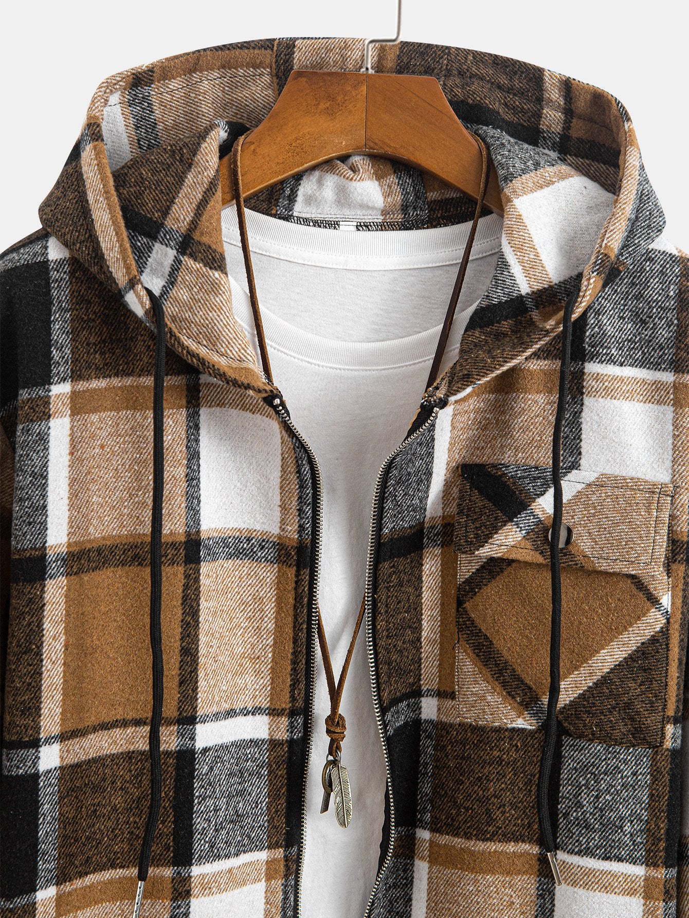 Teddygefüttertes Flanell-Karobluse mit Kapuze - Image 3