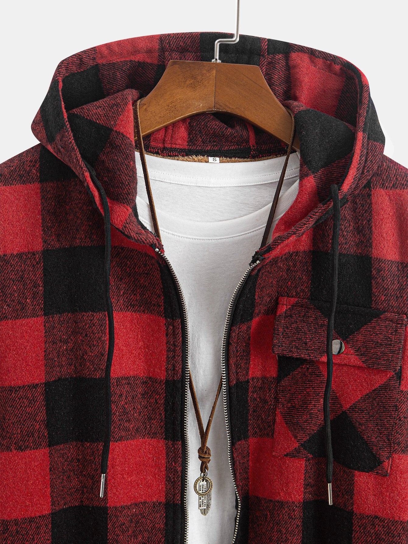 Teddygefüttertes Flanell-Karobluse mit Kapuze - Image 3