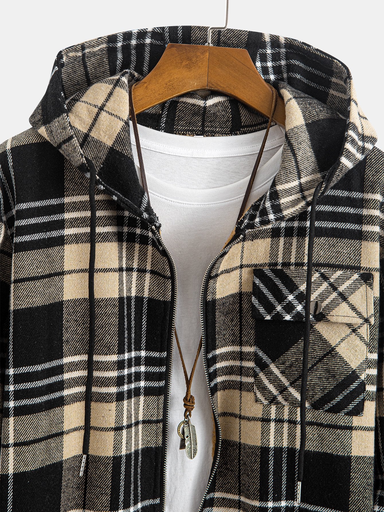 Teddygefüttertes Flanell-Karobluse mit Kapuze - Image 3