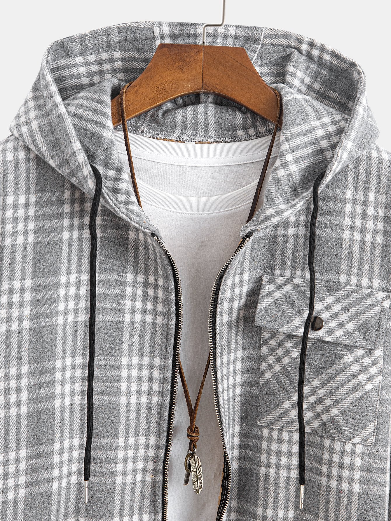 Teddygefüttertes Flanell-Karobluse mit Kapuze - Image 3