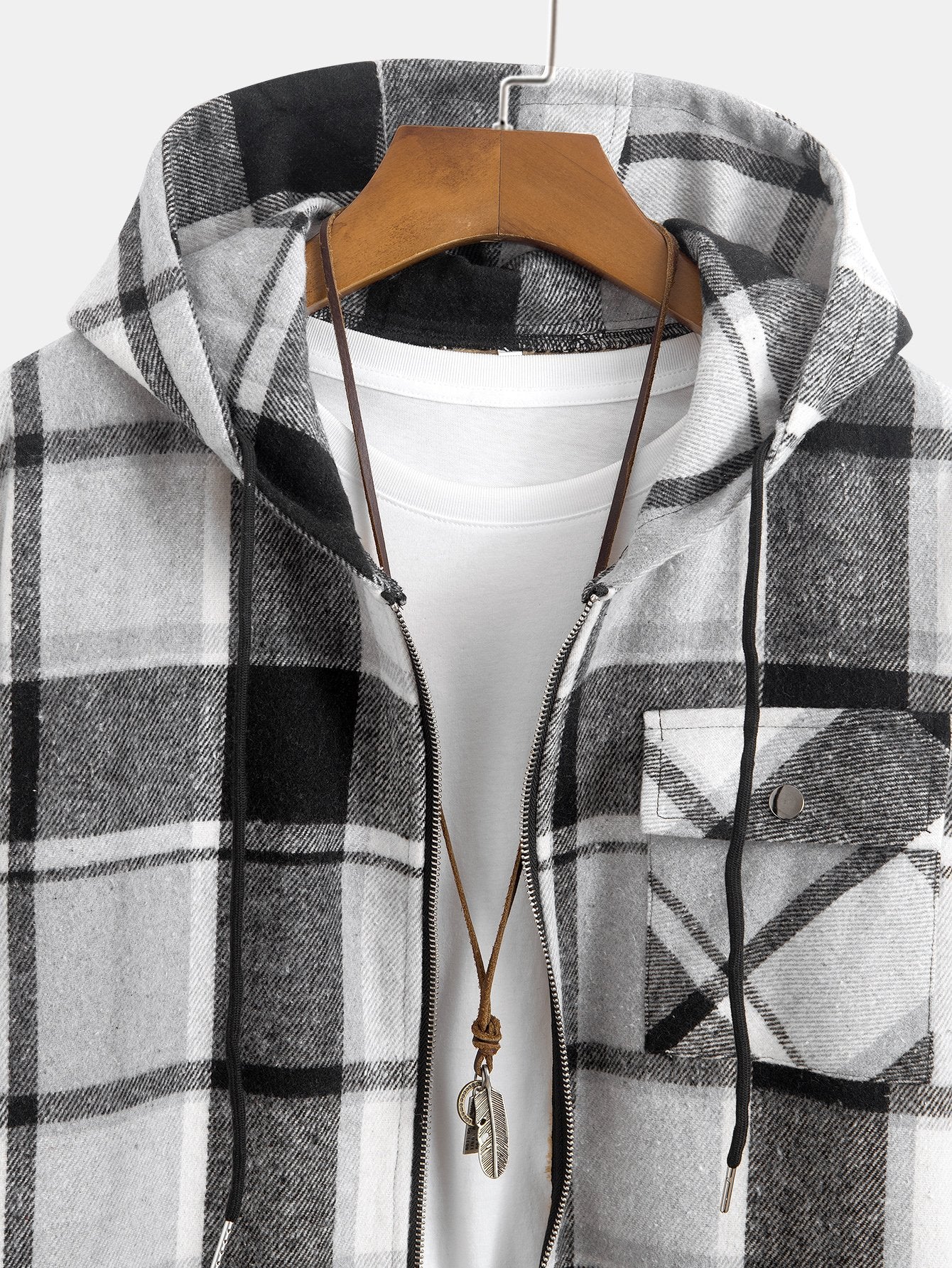 Teddygefüttertes Flanell-Karobluse mit Kapuze - Image 3