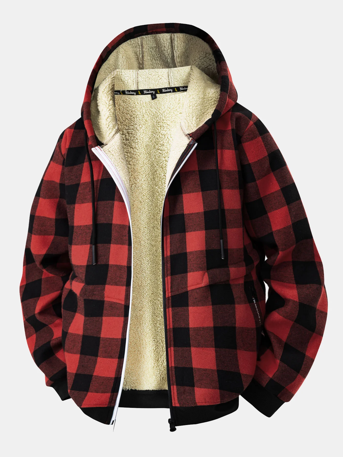 Teddygefütterter Flanell-Karo-Hoodie - Image 3