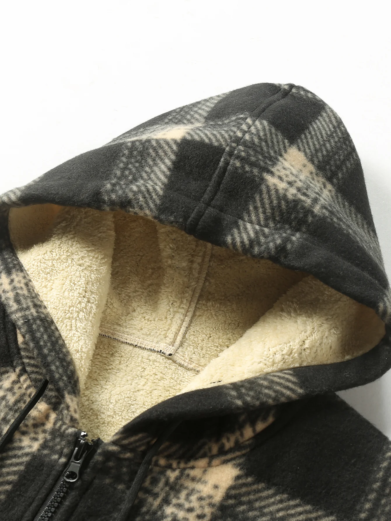 Teddygefütterter Flanell-Reißverschluss-Kapuzenmantel - Image 5