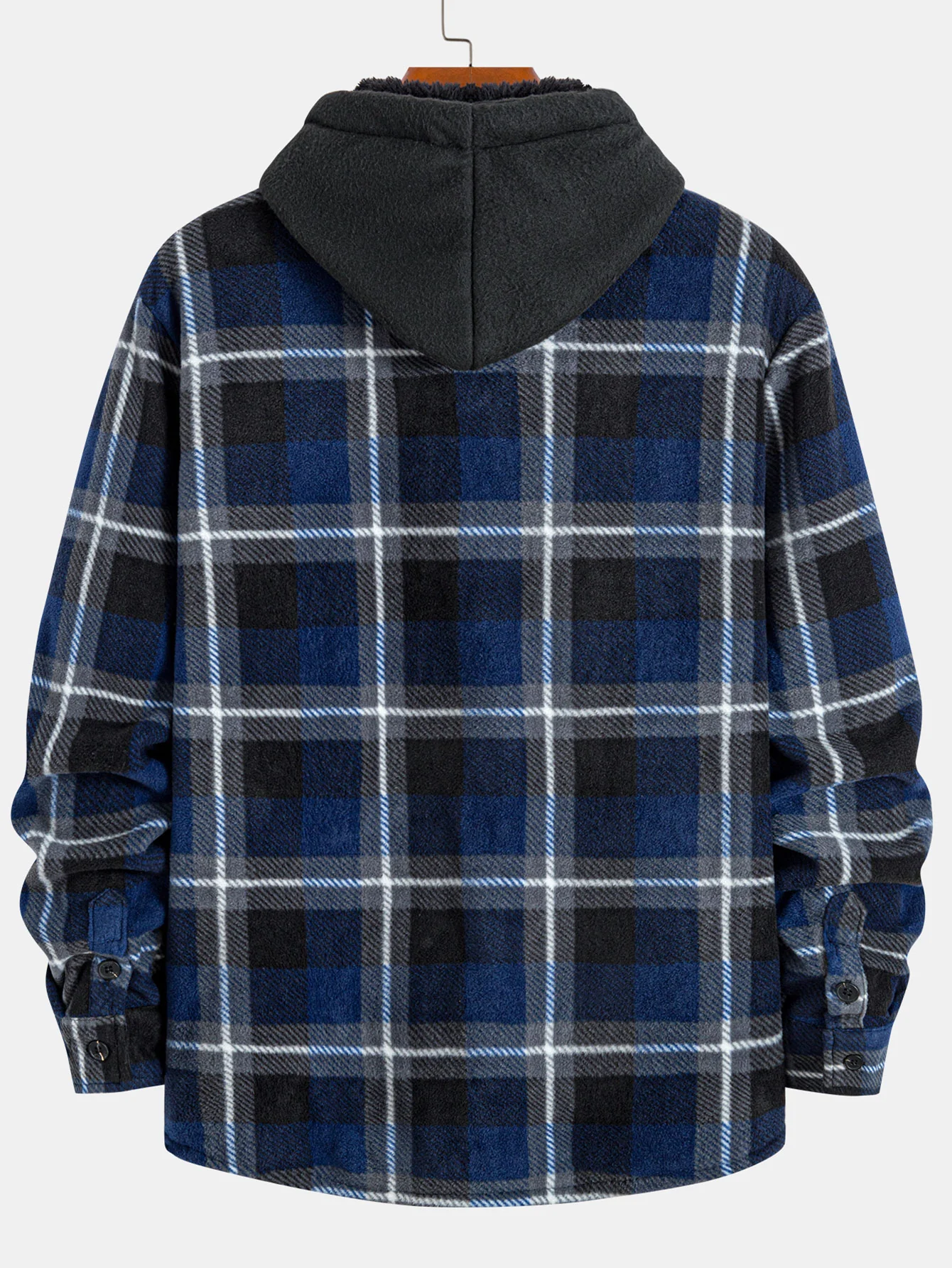 Teddy Lined Flannel Zip Up Plaid Hooded Shirt - Image 2