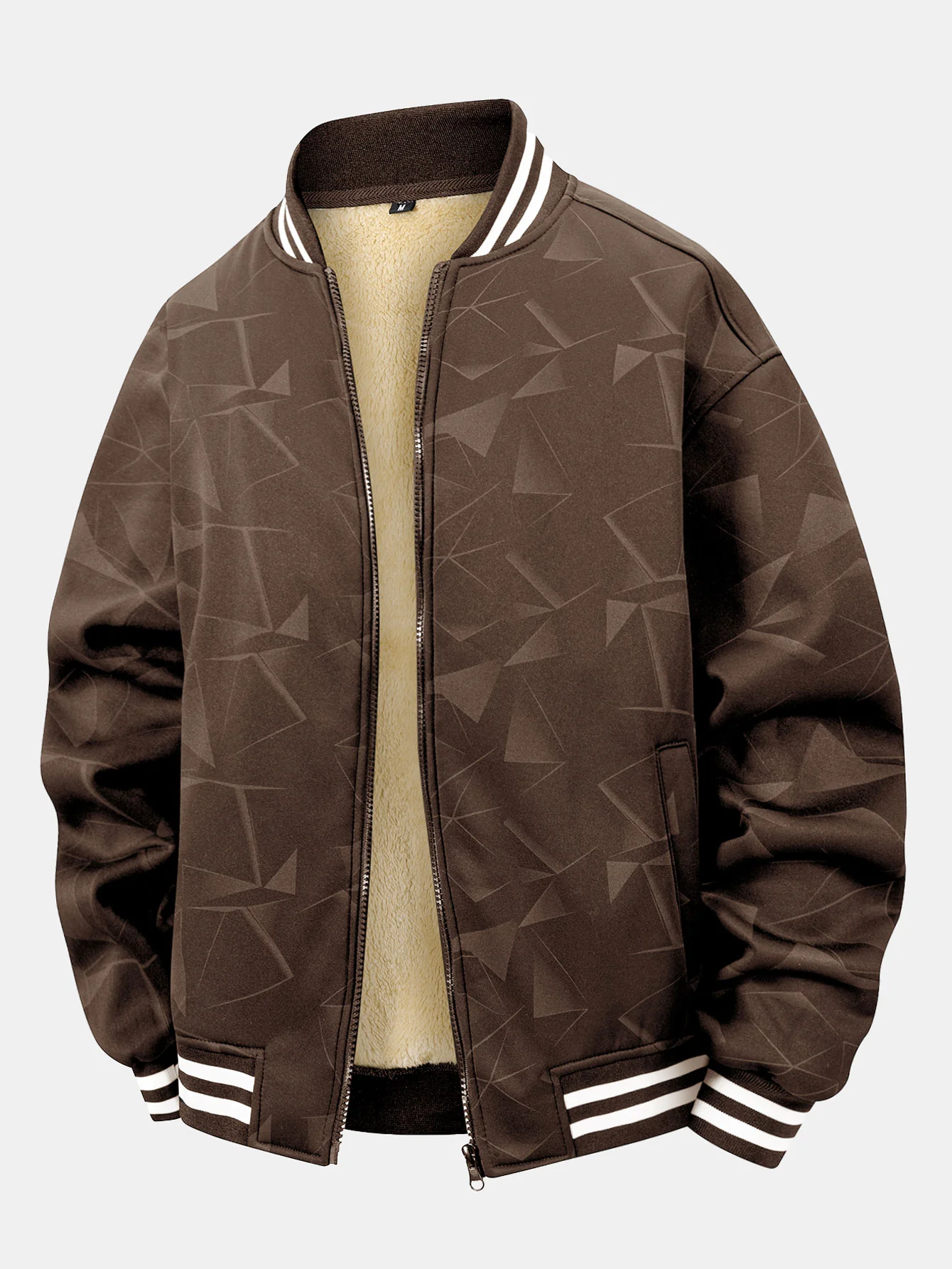 Teddy gefütterte Baseballjacke mit geometrischem Muster - Image 5