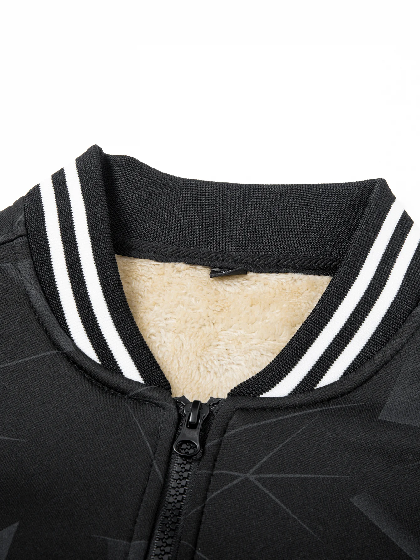 Teddy gefütterte Baseballjacke mit geometrischem Muster - Image 7