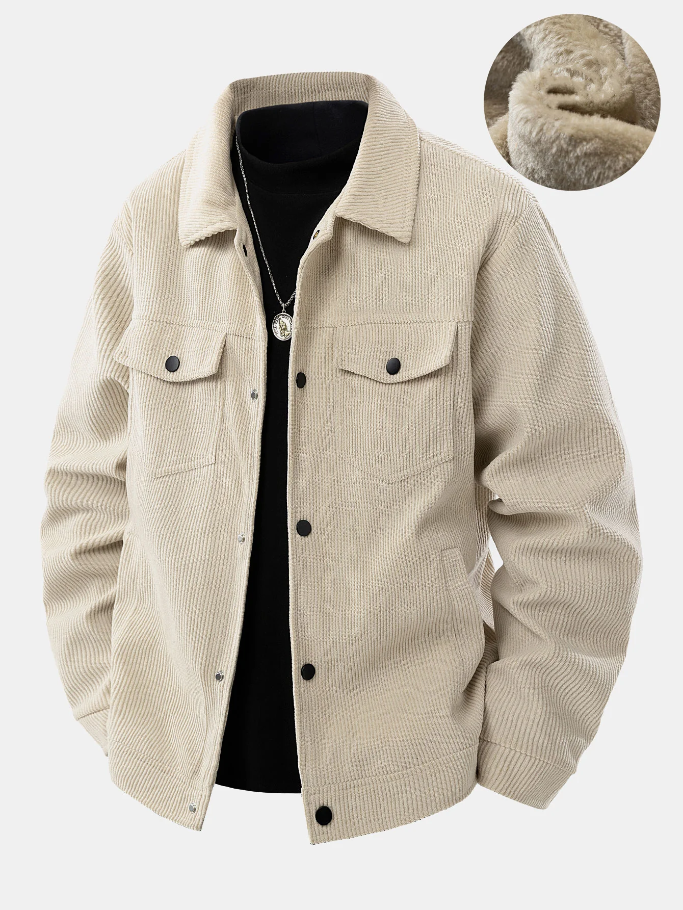 Teddy Lined Pocket Corduroy Jacket - Image 4