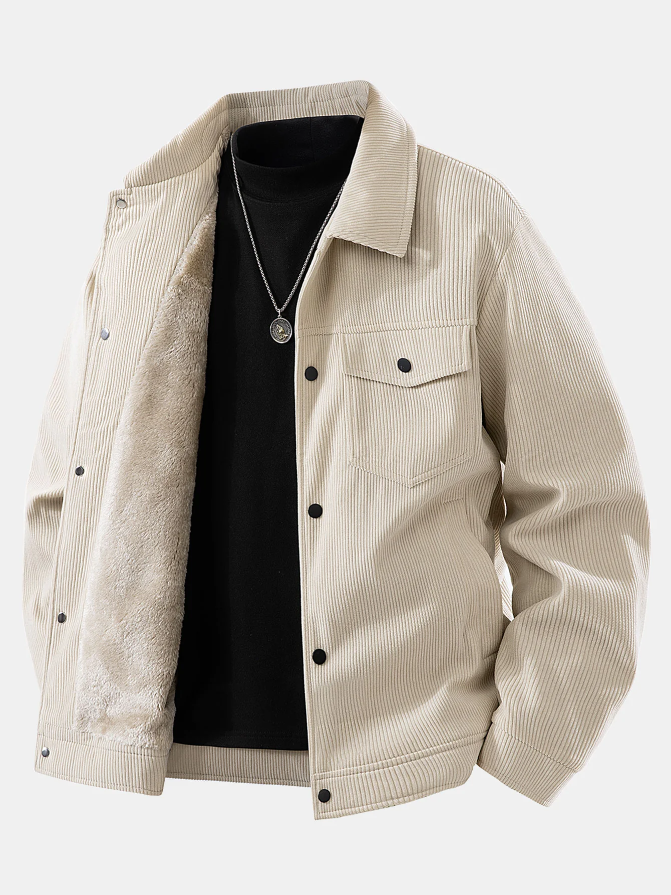 Teddy Lined Pocket Corduroy Jacket - Image 5