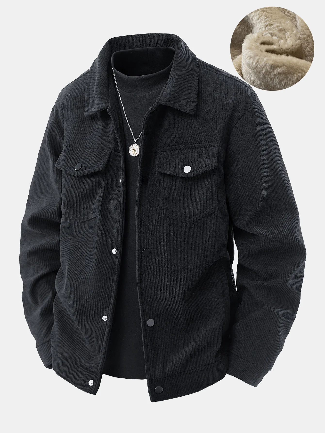 Teddy Lined Pocket Corduroy Jacket - Image 7