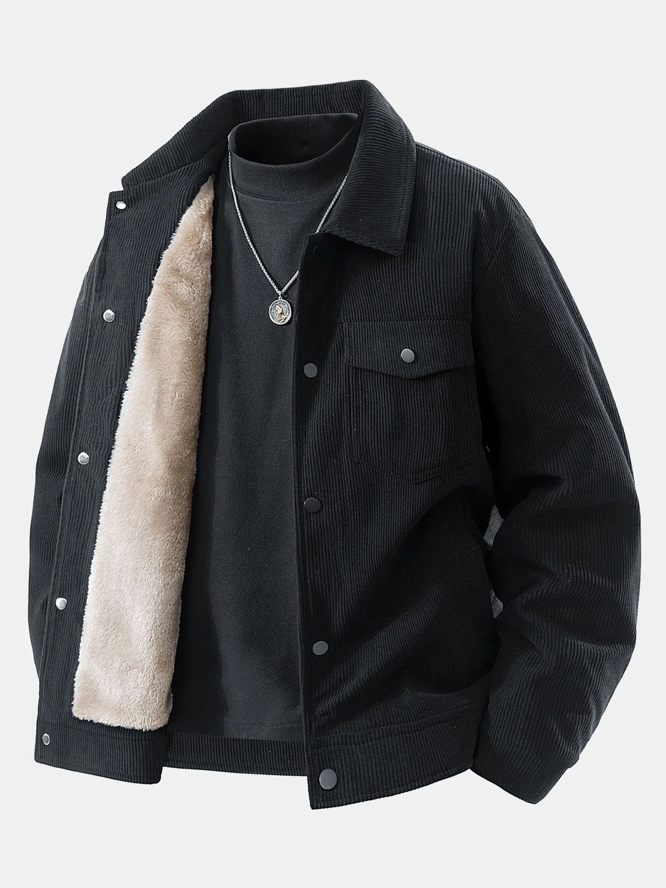 Teddy Lined Pocket Corduroy Jacket - Image 8