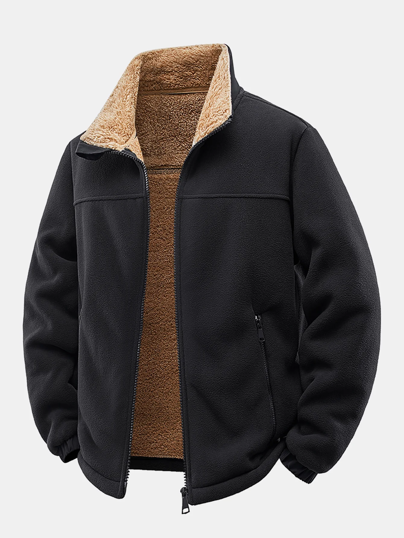 Teddygefütterte Polar-Fleece-Reißverschluss-Jacke mit Stehkragen - Image 5