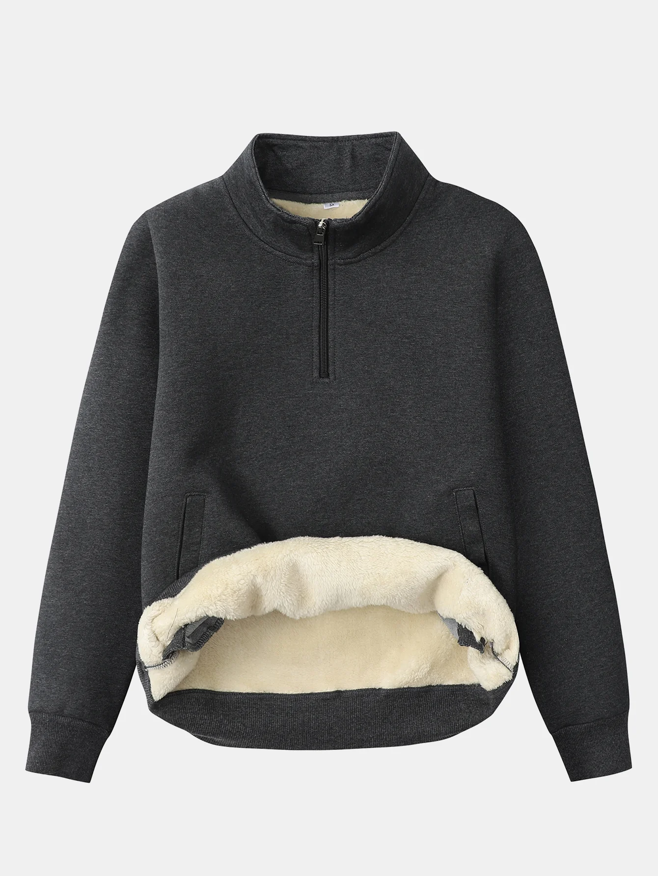 Teddy gefüttertes Sweatshirt mit Viertel-Reißverschluss