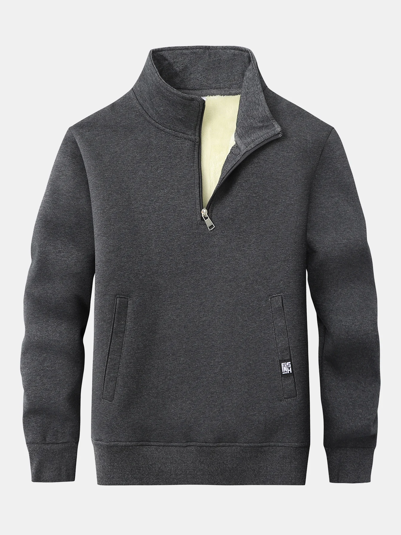Teddy gefüttertes Sweatshirt mit Viertel-Reißverschluss - Image 2