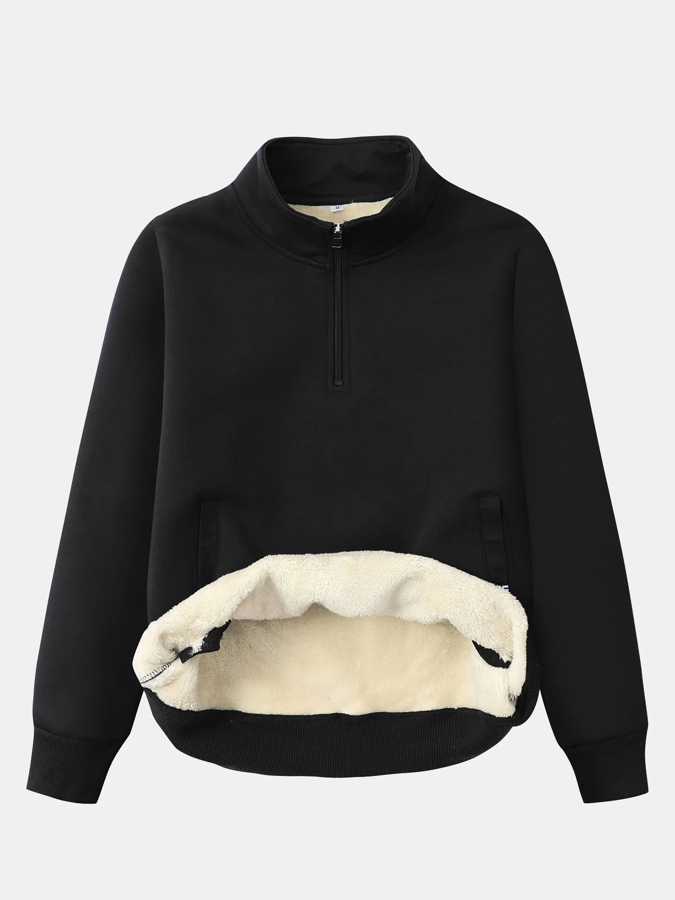 Teddy gefüttertes Sweatshirt mit Viertel-Reißverschluss - Image 3