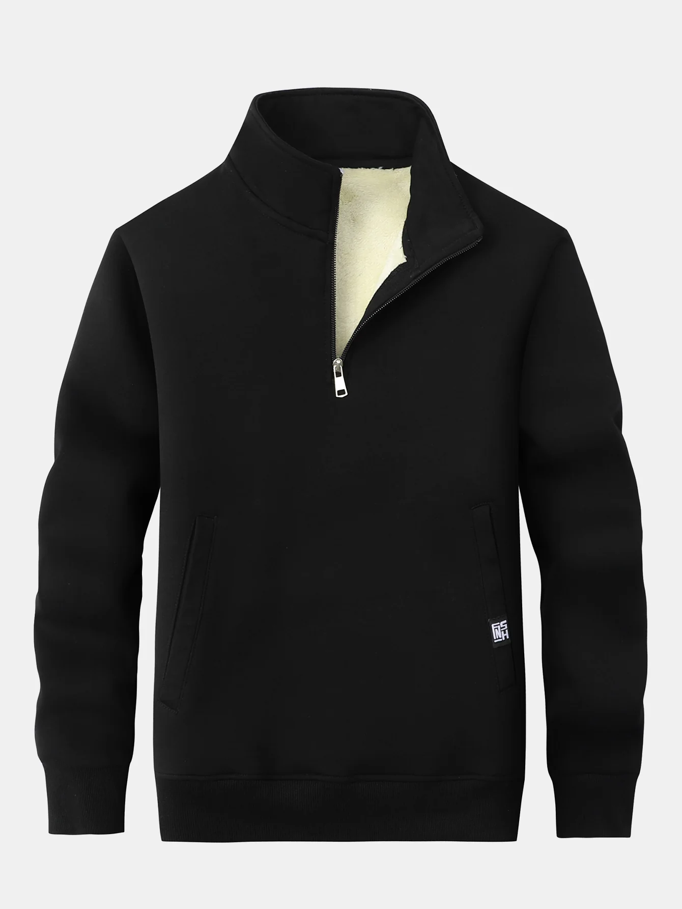 Teddy gefüttertes Sweatshirt mit Viertel-Reißverschluss - Image 4