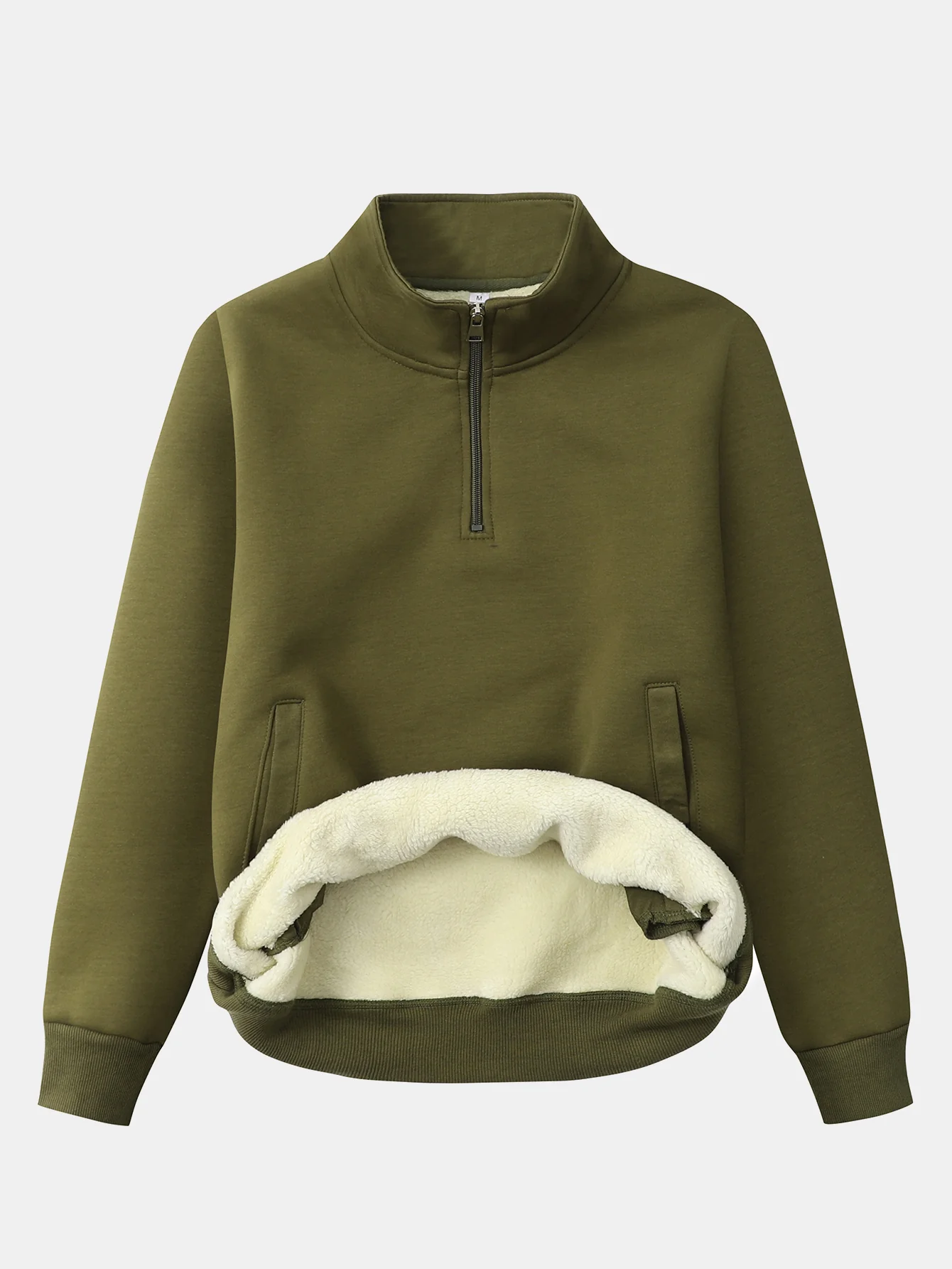 Teddy gefüttertes Sweatshirt mit Viertel-Reißverschluss - Image 5