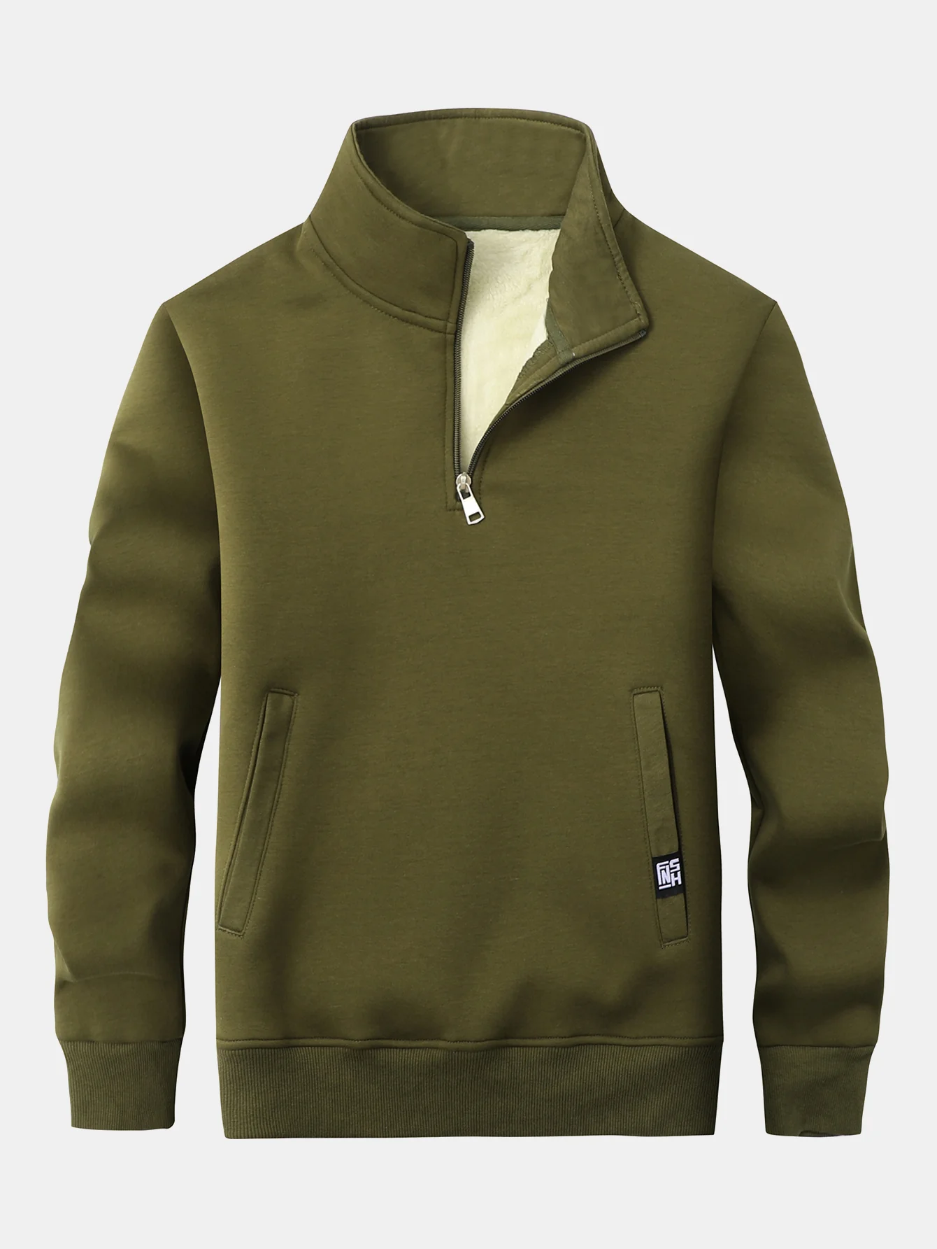 Teddy gefüttertes Sweatshirt mit Viertel-Reißverschluss - Image 6