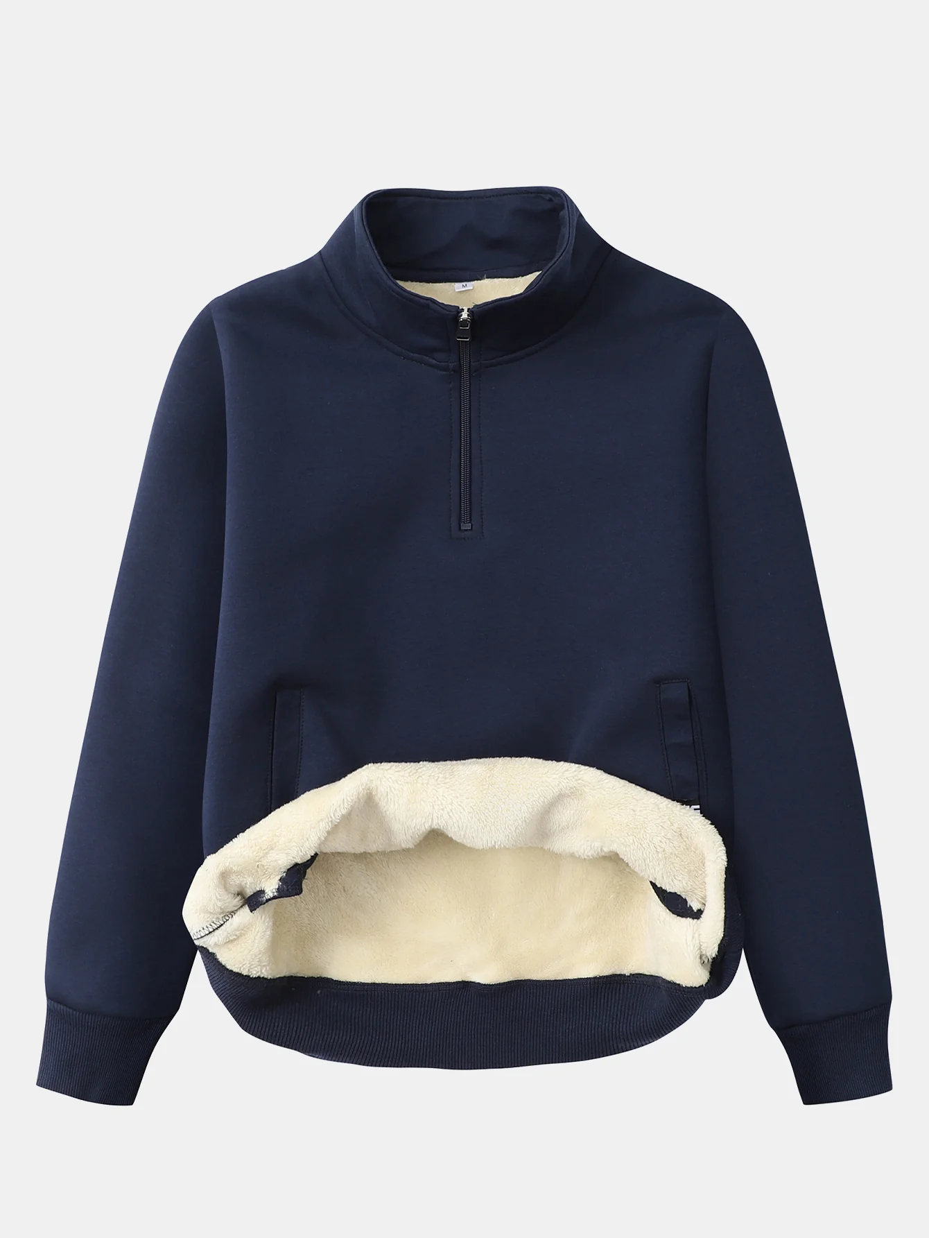 Teddy gefüttertes Sweatshirt mit Viertel-Reißverschluss - Image 7