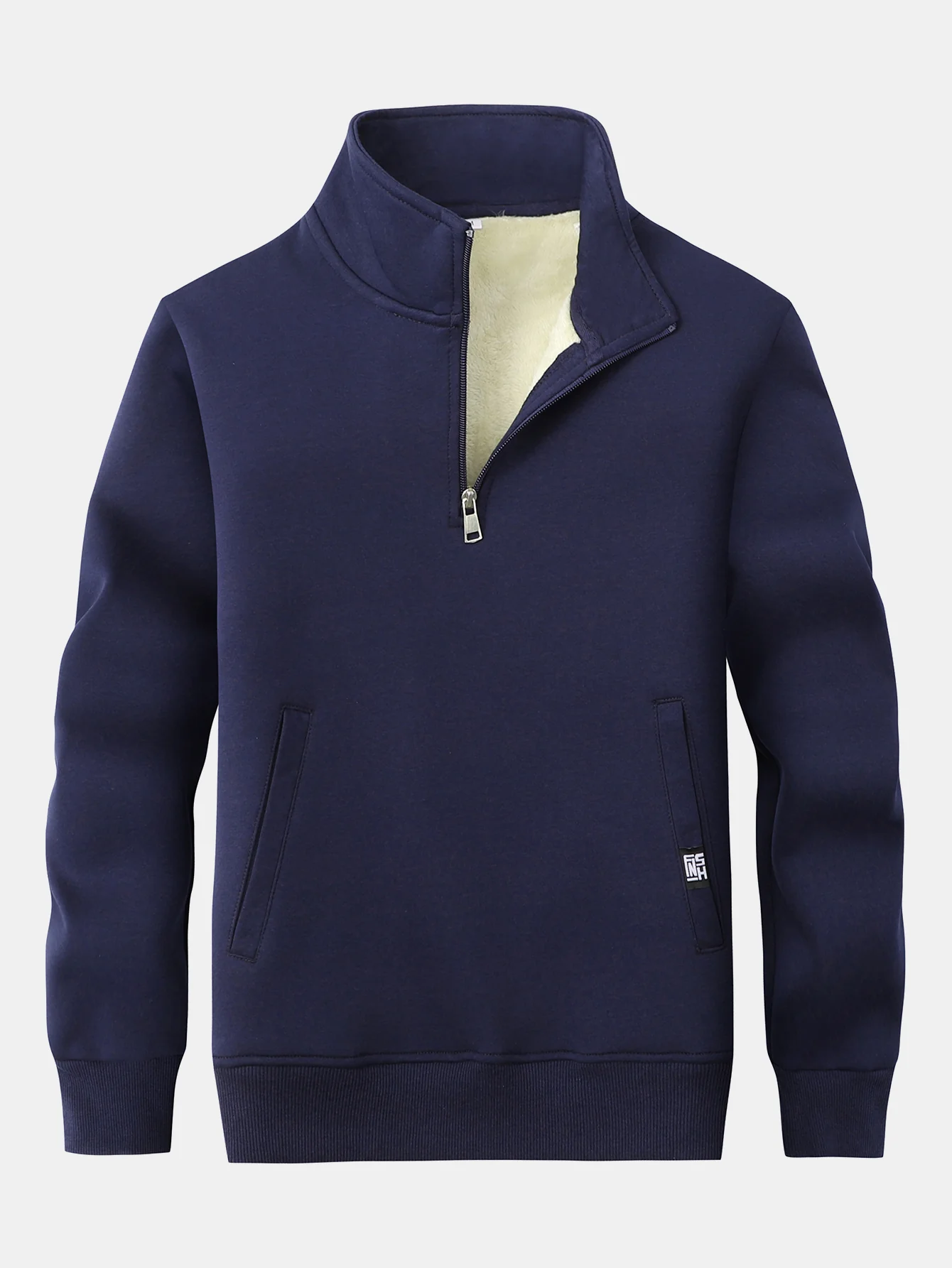 Teddy gefüttertes Sweatshirt mit Viertel-Reißverschluss - Image 8