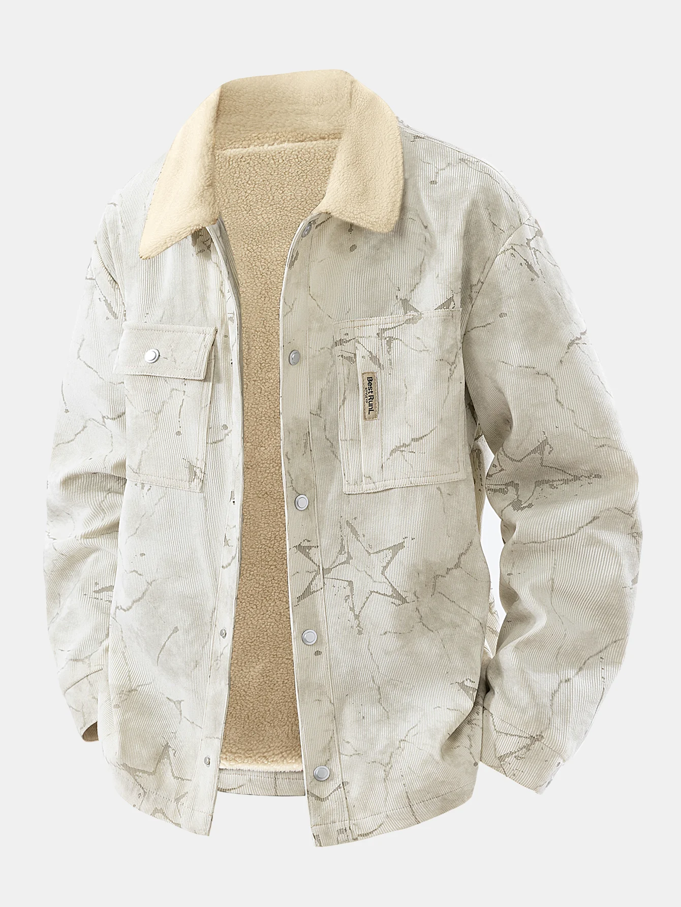 Teddy Lined Star Print Corduroy  Jacket - Image 3