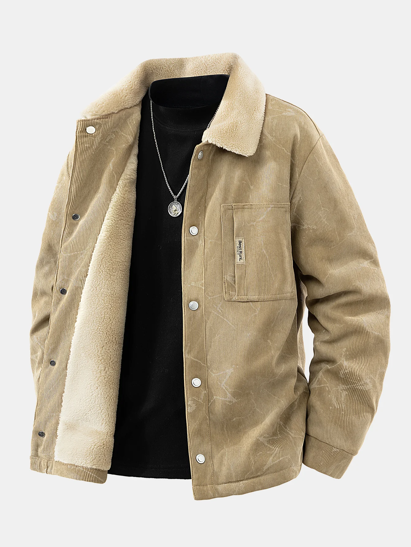 Teddy Lined Star Print Corduroy  Jacket - Image 4