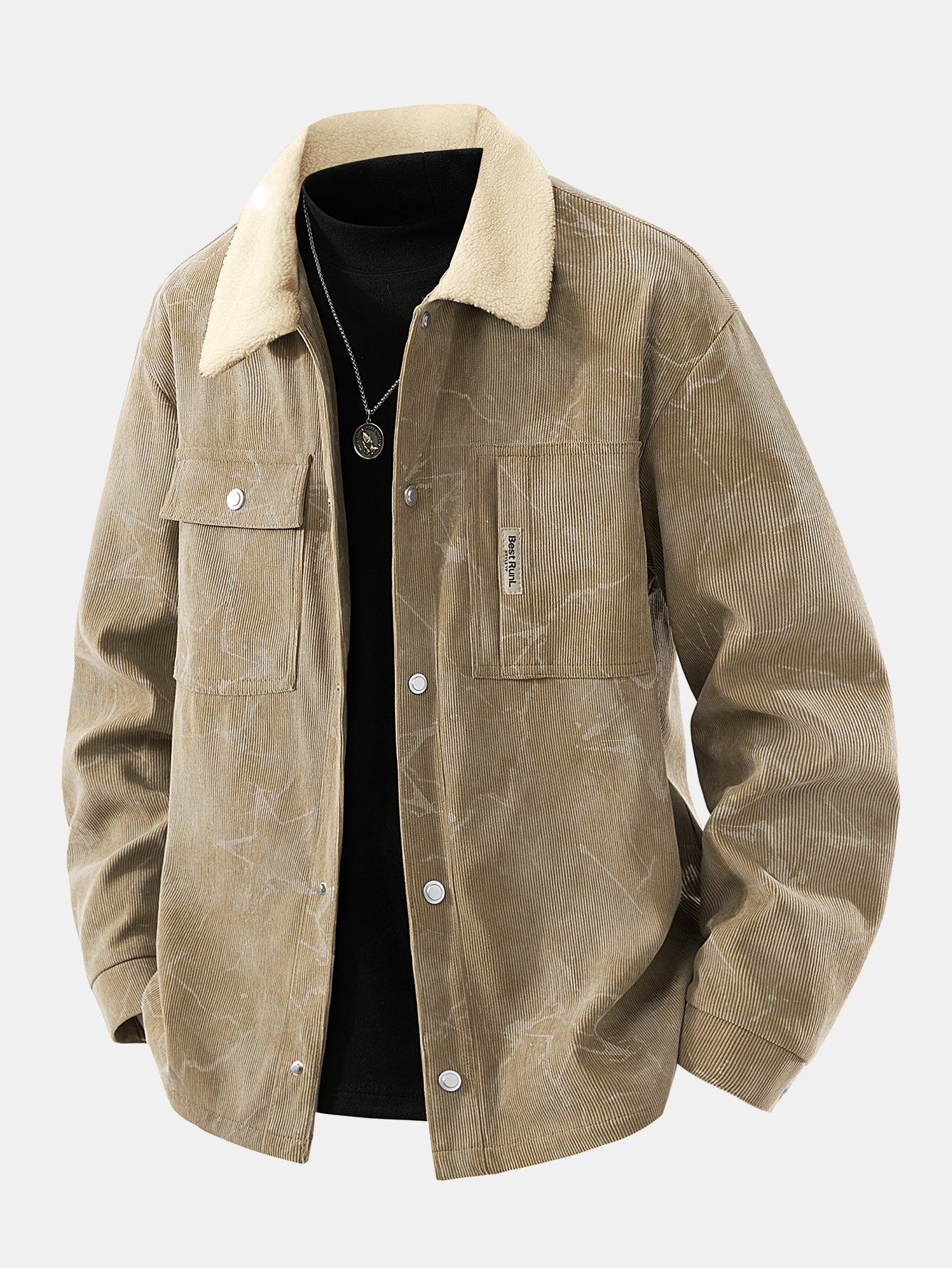 Teddy Lined Star Print Corduroy  Jacket - Image 6