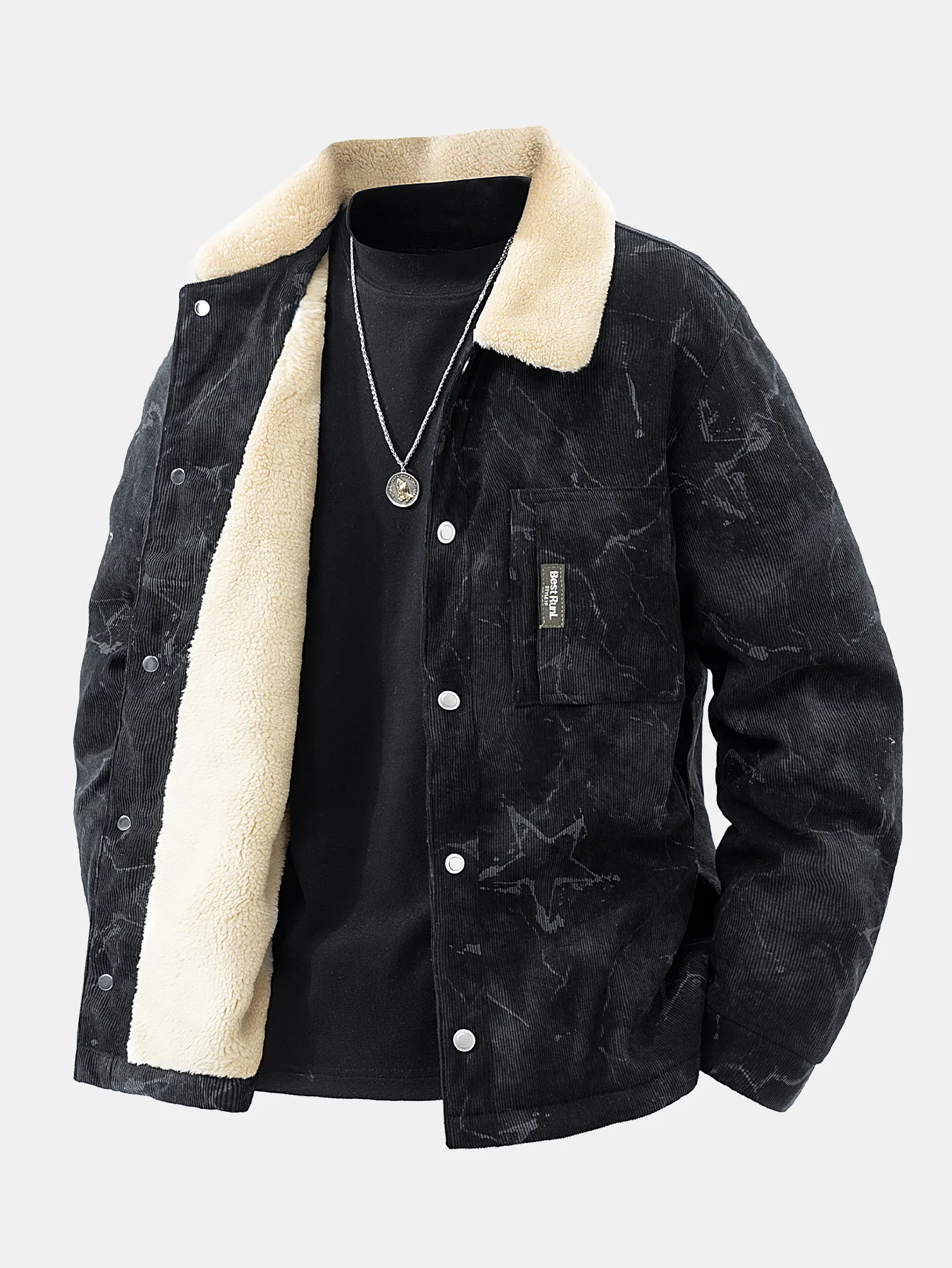 Teddy Lined Star Print Corduroy  Jacket - Image 7